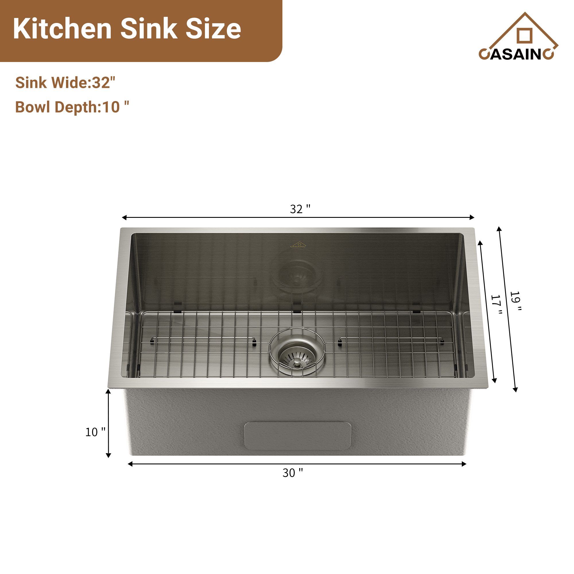 Undermount Stainless Steel 30/32 inch Single Bowl Kitchen Sink in Brushed