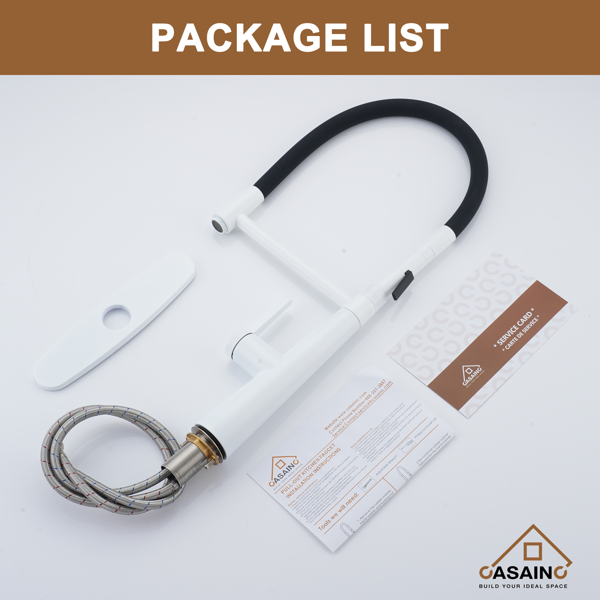 CASAINC 1.8GPM Single-Handle Standard Kitchen Faucet with Fast Mount and Deck Plate, 3 Colors Available