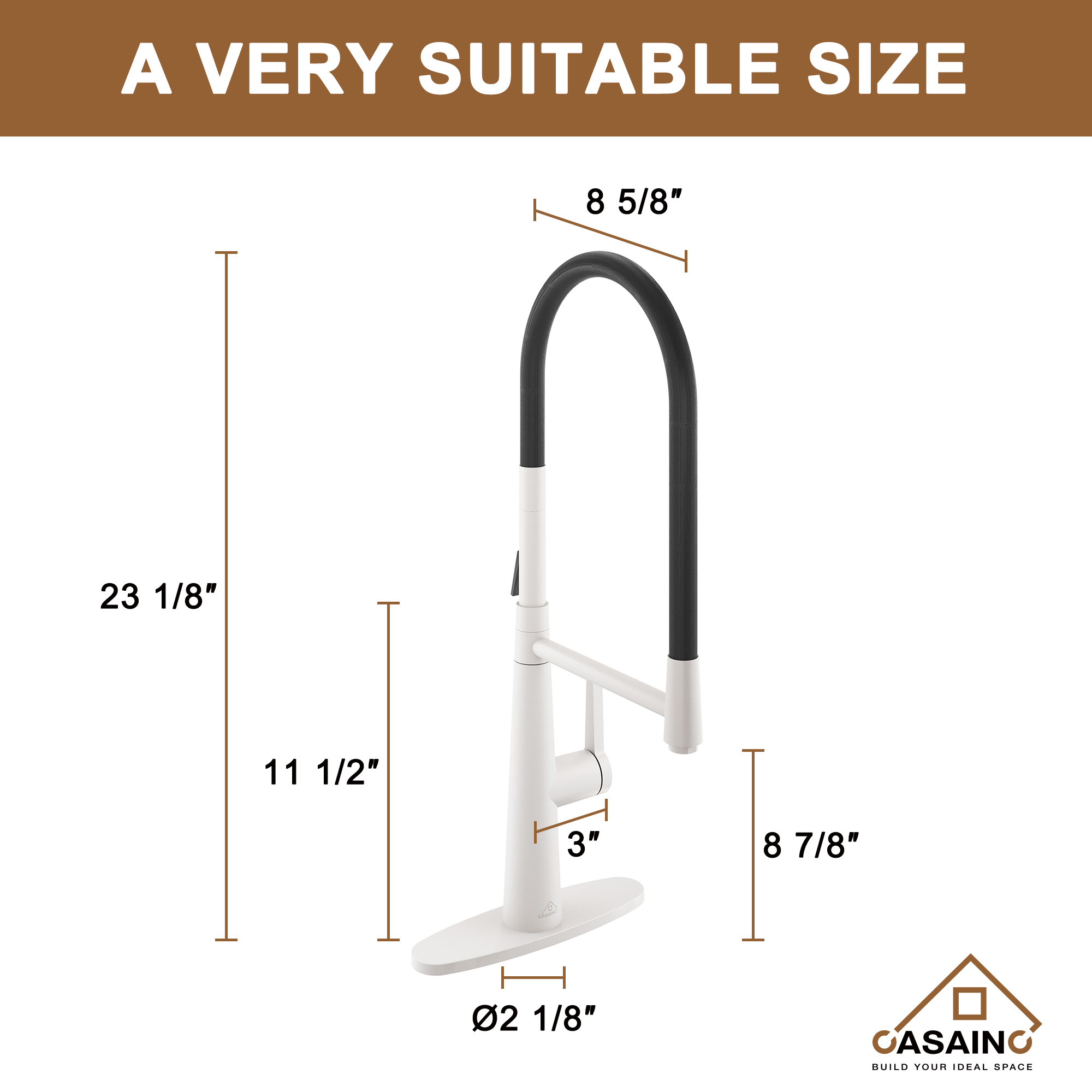 CASAINC 1.8GPM Single-Handle Standard Kitchen Faucet with Fast Mount and Deck Plate, 3 Colors Available