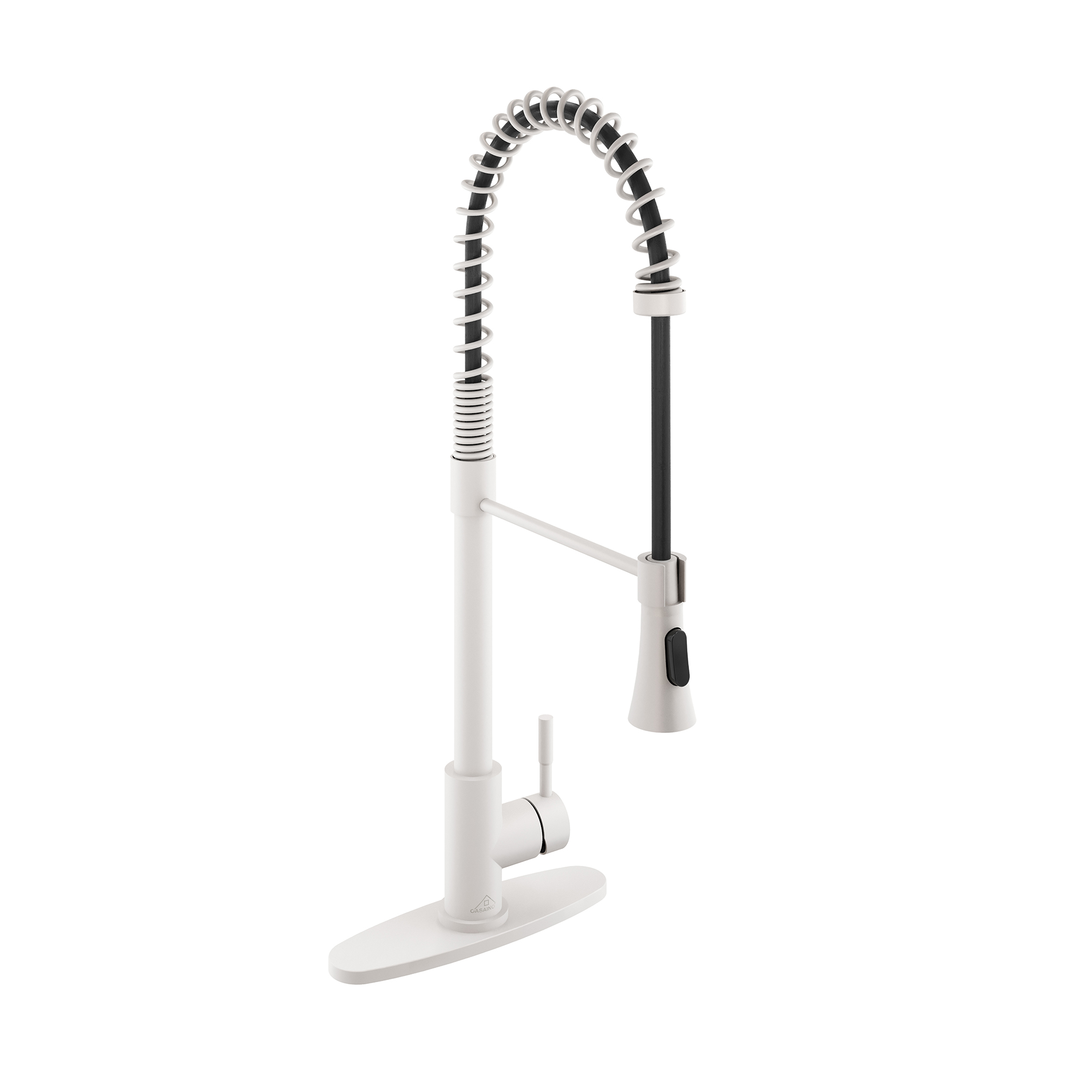 CASAINC 1.8GPM Modern Spring Pull Down Sprayer Kitchen Faucet with Dual-Function Spray Head and Deck Plate, in Brushed Nickel and More