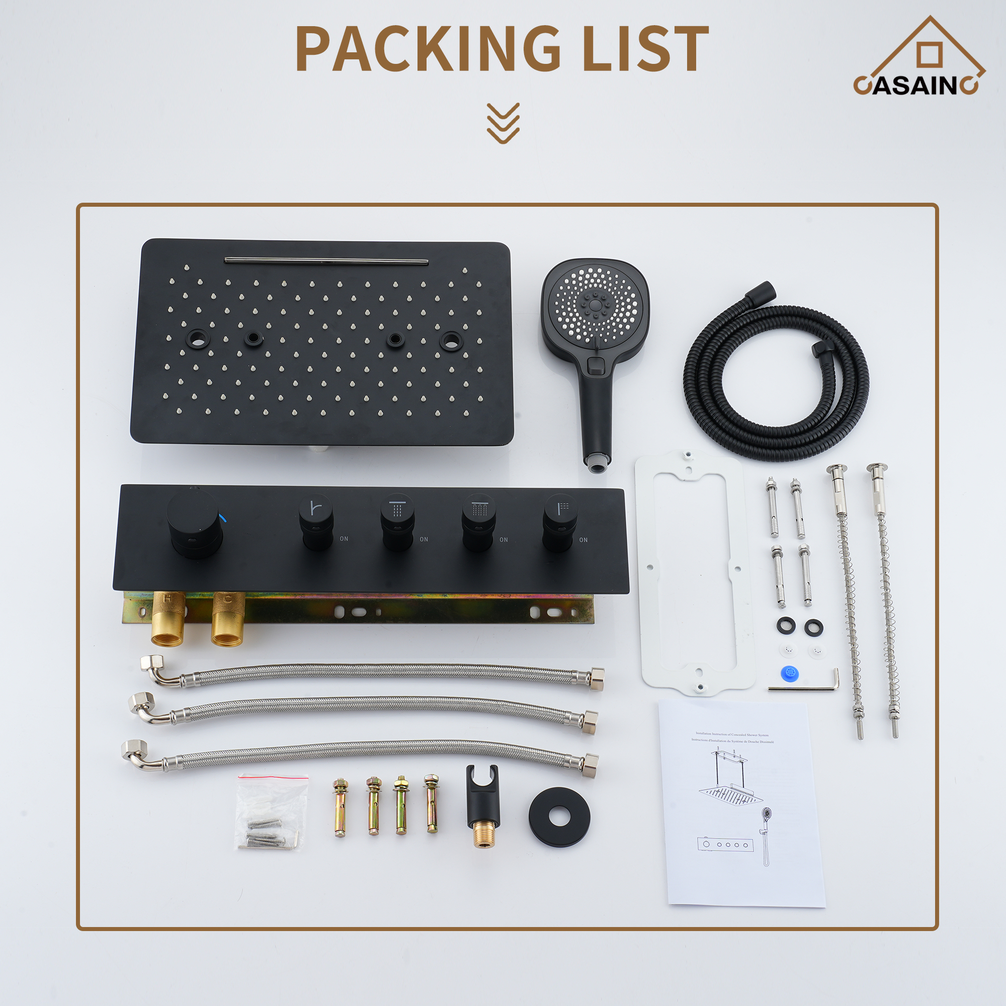 4 Functions 12 Inch Ceiling Mounted Thermostatic Shower System