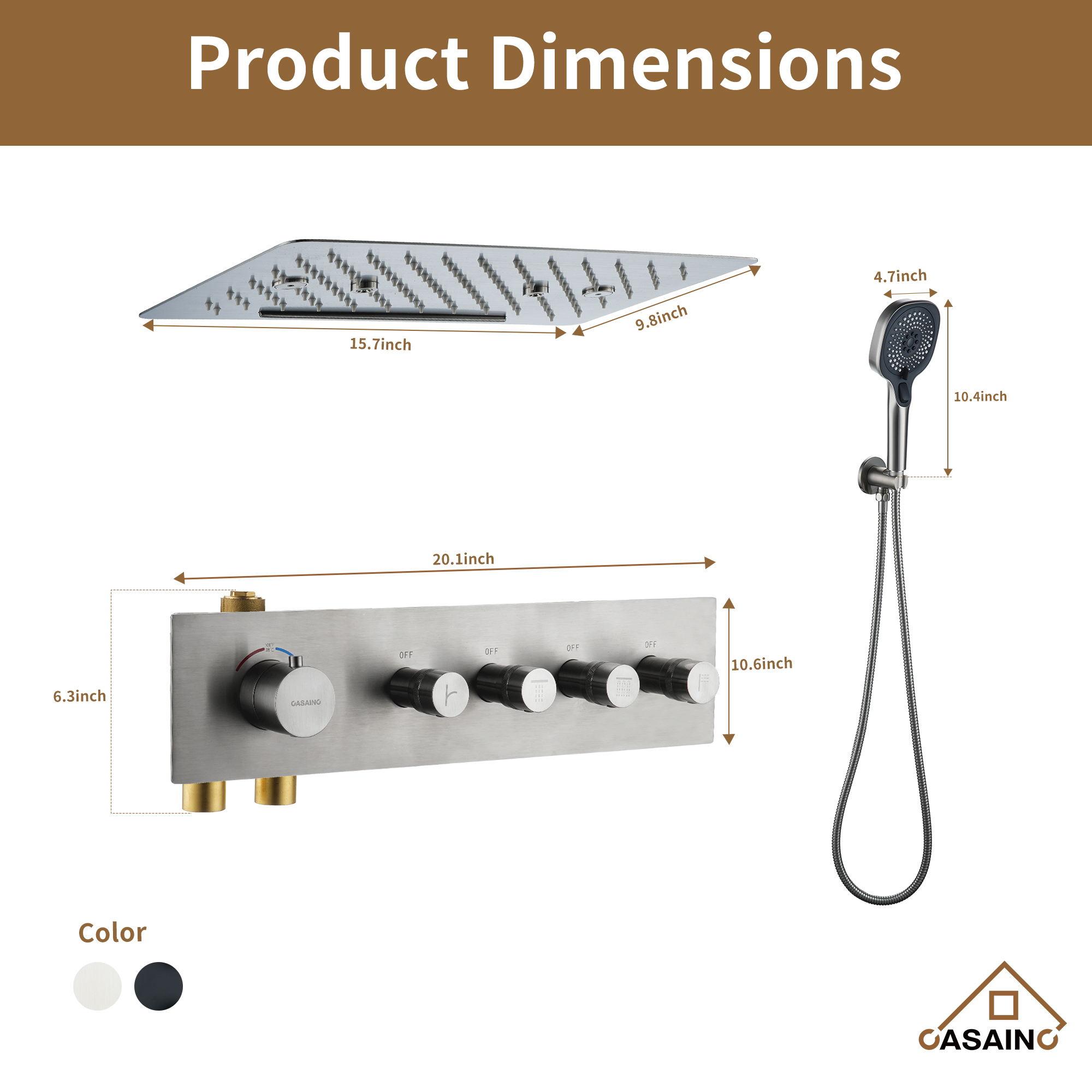 4 Functions 12 Inch Ceiling Mounted Thermostatic Shower System