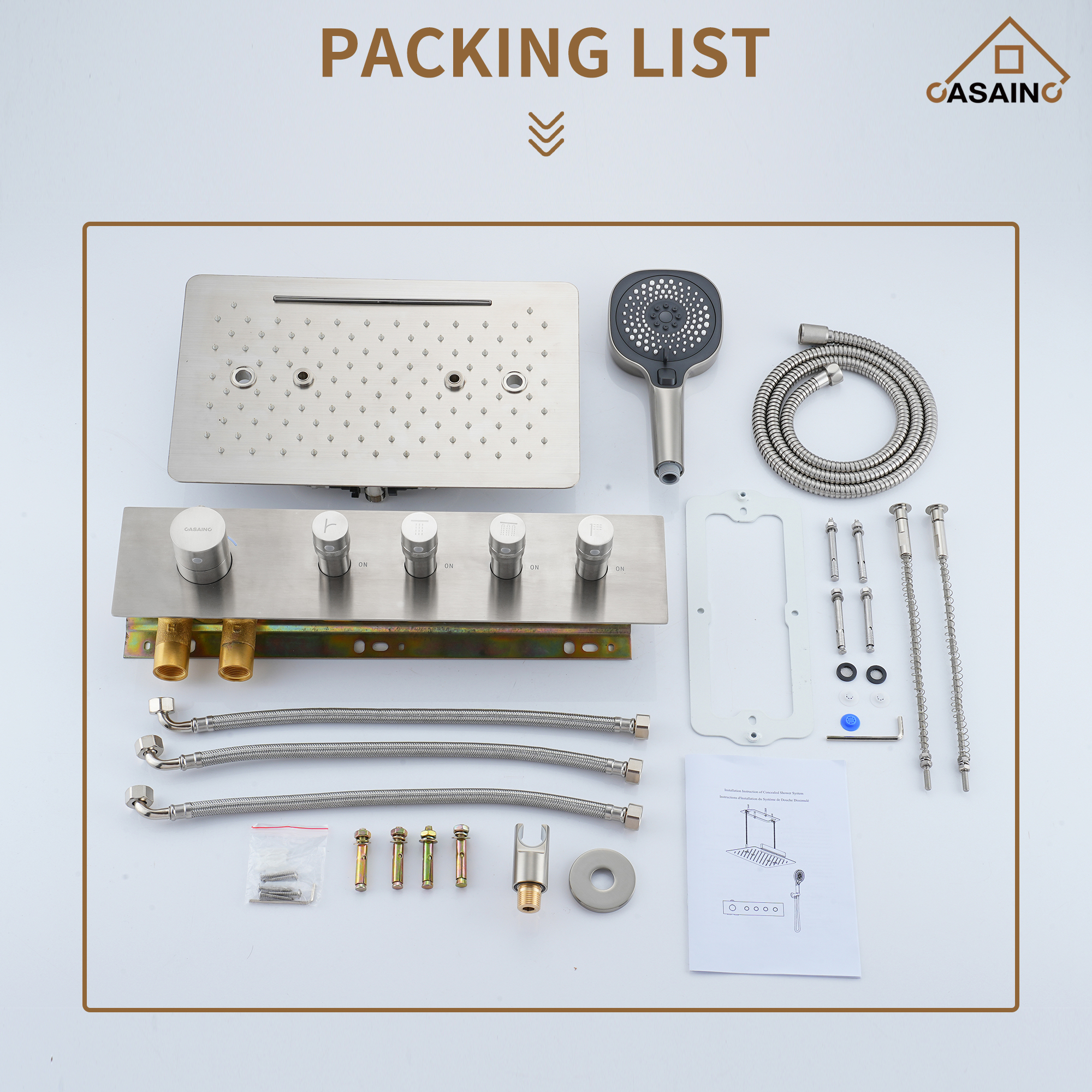 4 Functions 12 Inch Ceiling Mounted Thermostatic Shower System