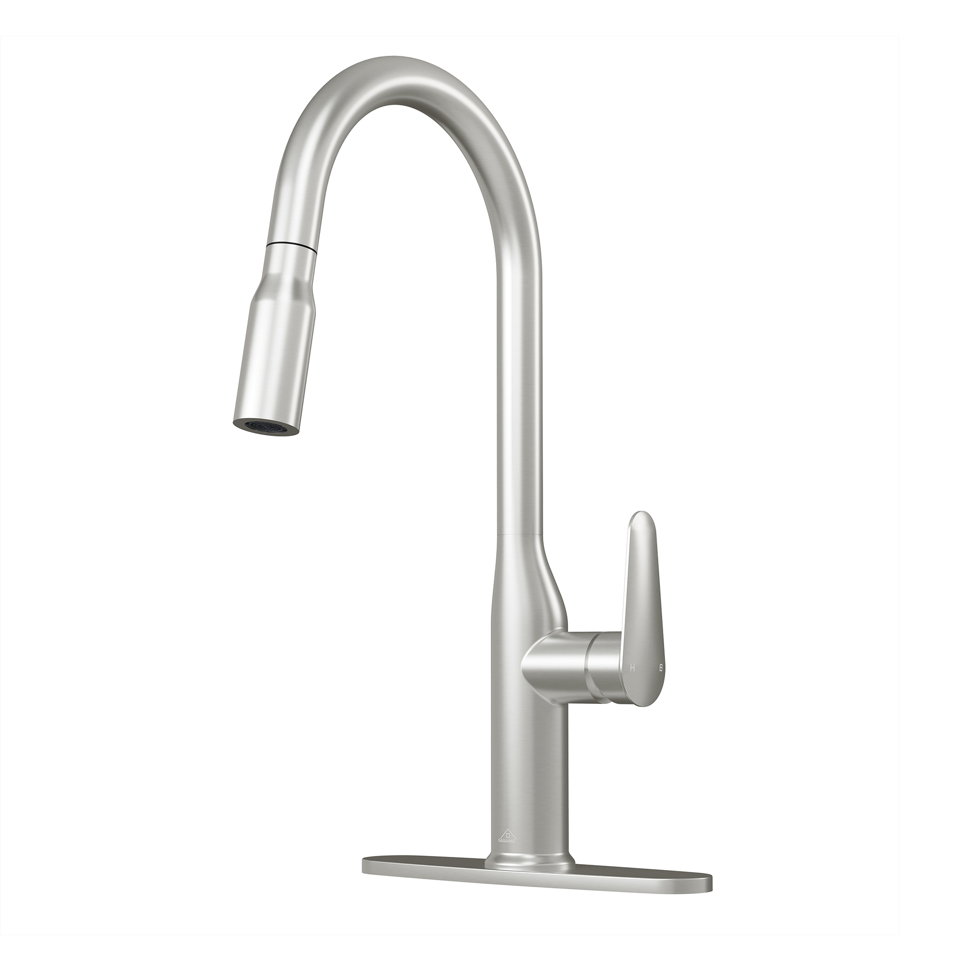 Single-Handle Pull-Out Sprayer Kitchen Faucet Deckplate Included in Brushed Nickel/Matte Black/Matte White/Brushed Gold