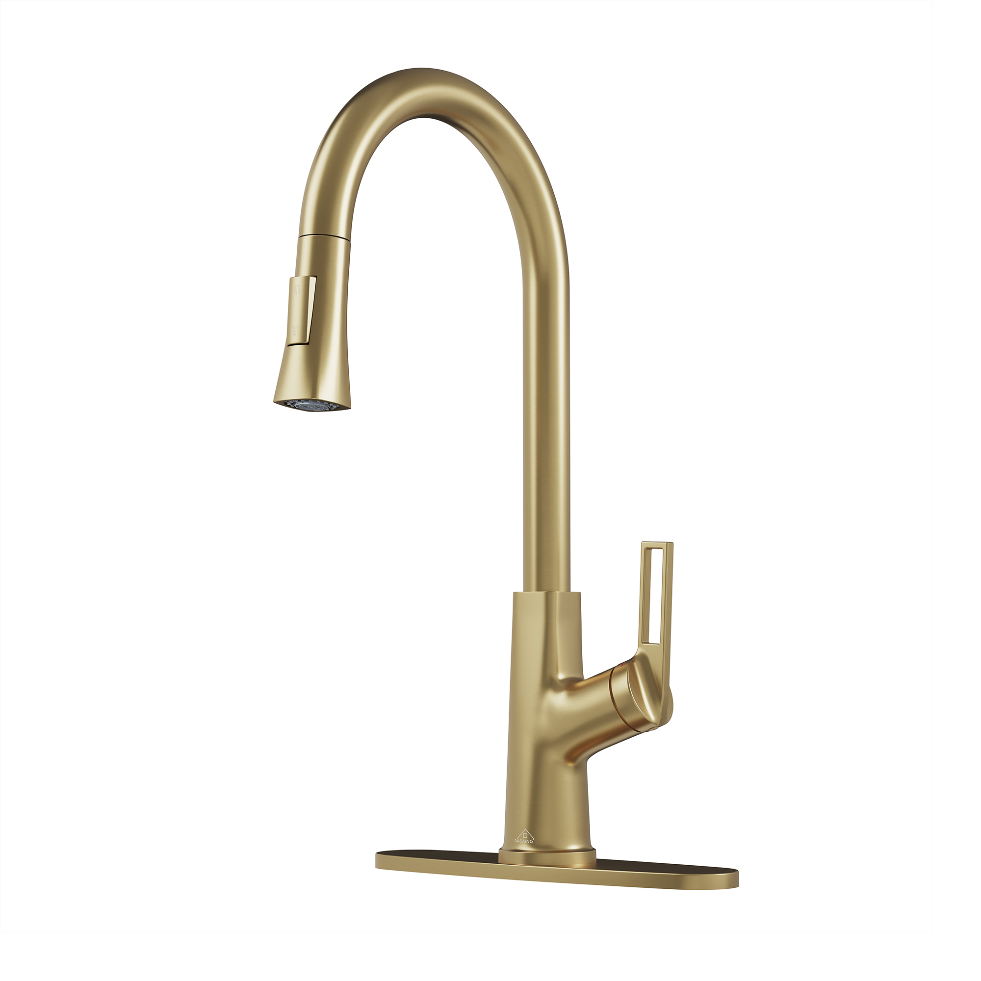 Single-Handle Pull-Out Sprayer Kitchen Faucet Deckplate Included in Brushed Nickel/Matte Black/Matte White/Brushed Gold single hole 1/3 faucet holes polished chrome bar prep
