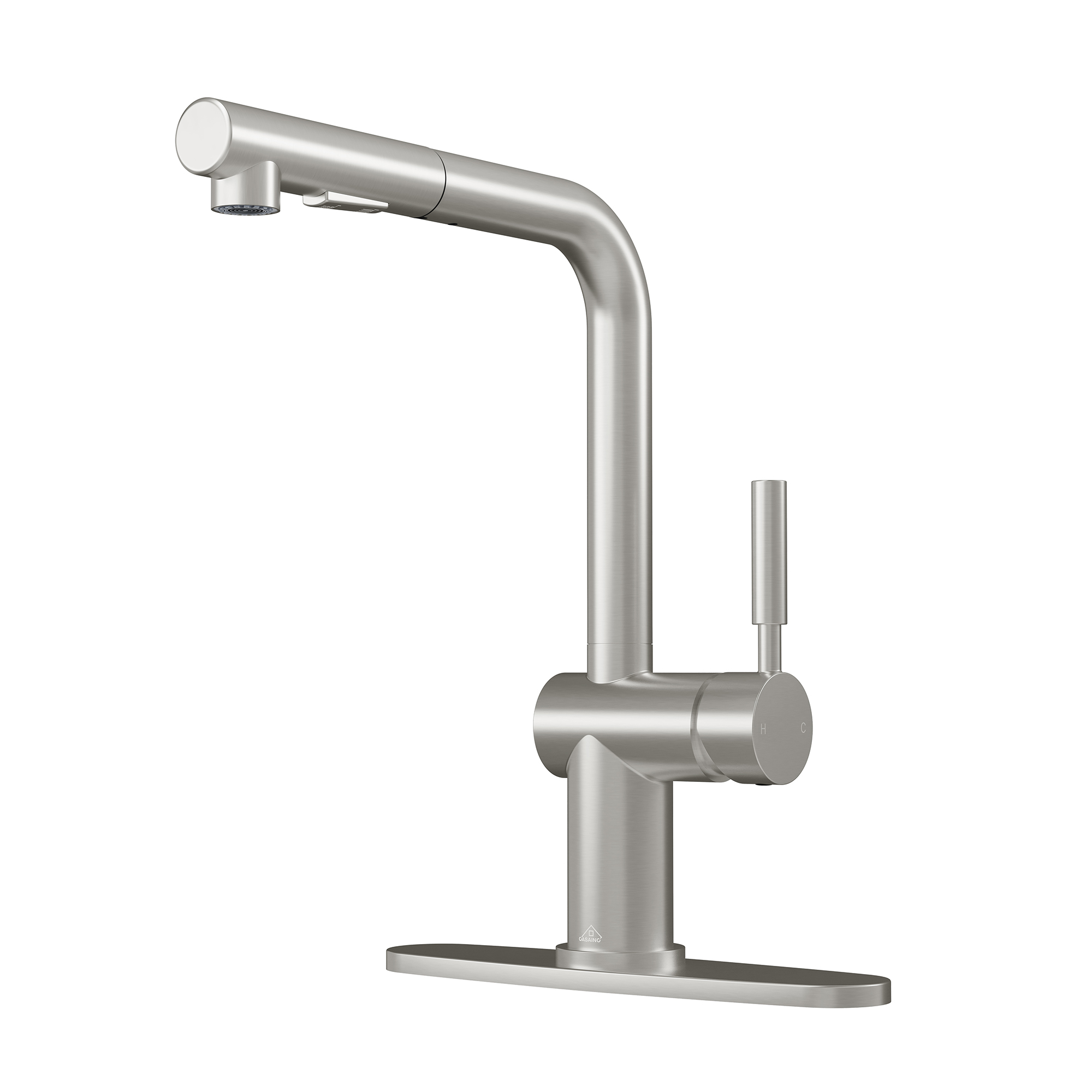 360 degrees Single-Handle Kitchen Faucet with Pull-Out Sprayer in Matte Black/Brushed Nickel/Brushed Gold/Matte White