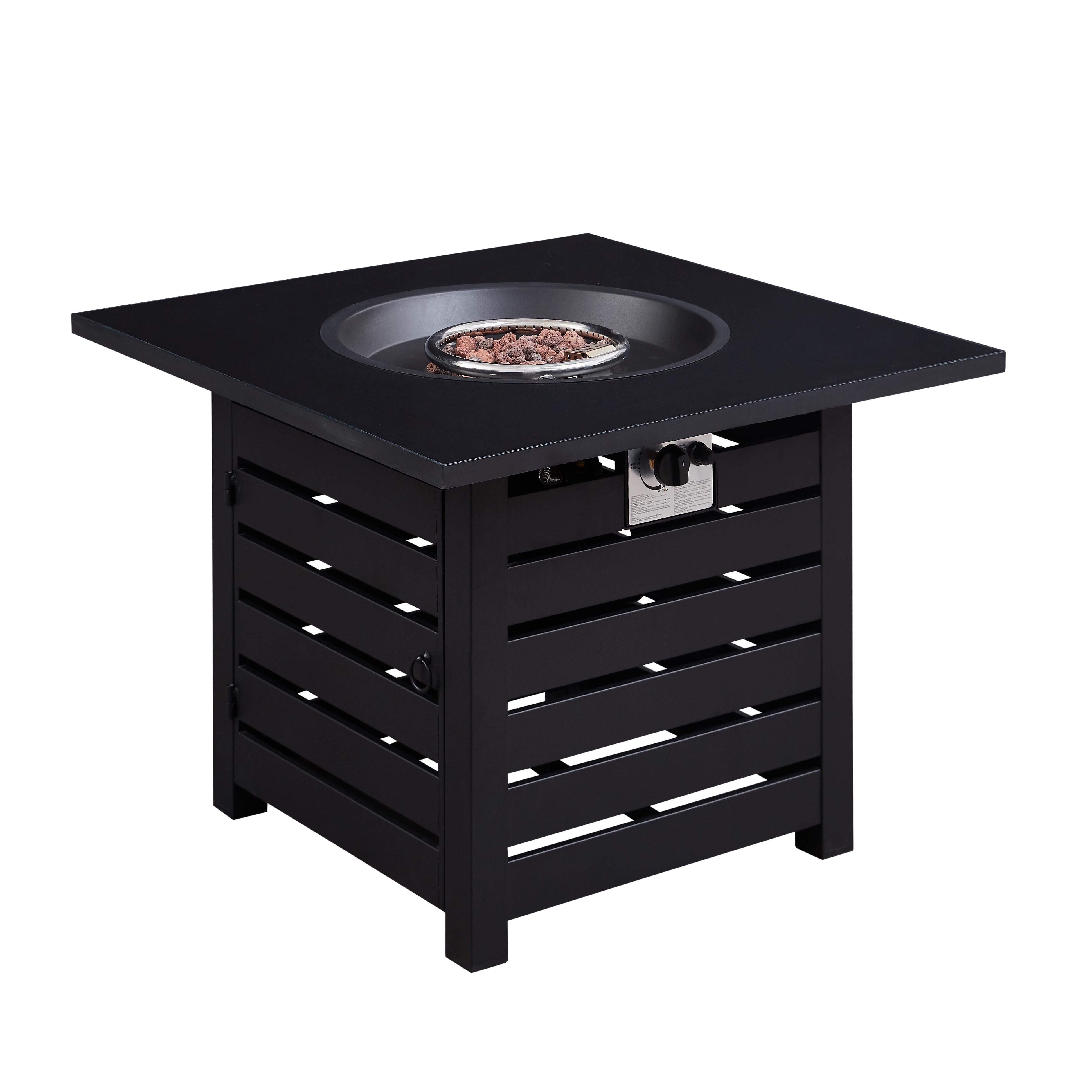 40,000 BTU Fire Pit Table Square Auto-Ignition Propane Gas Firepit 32-inch 