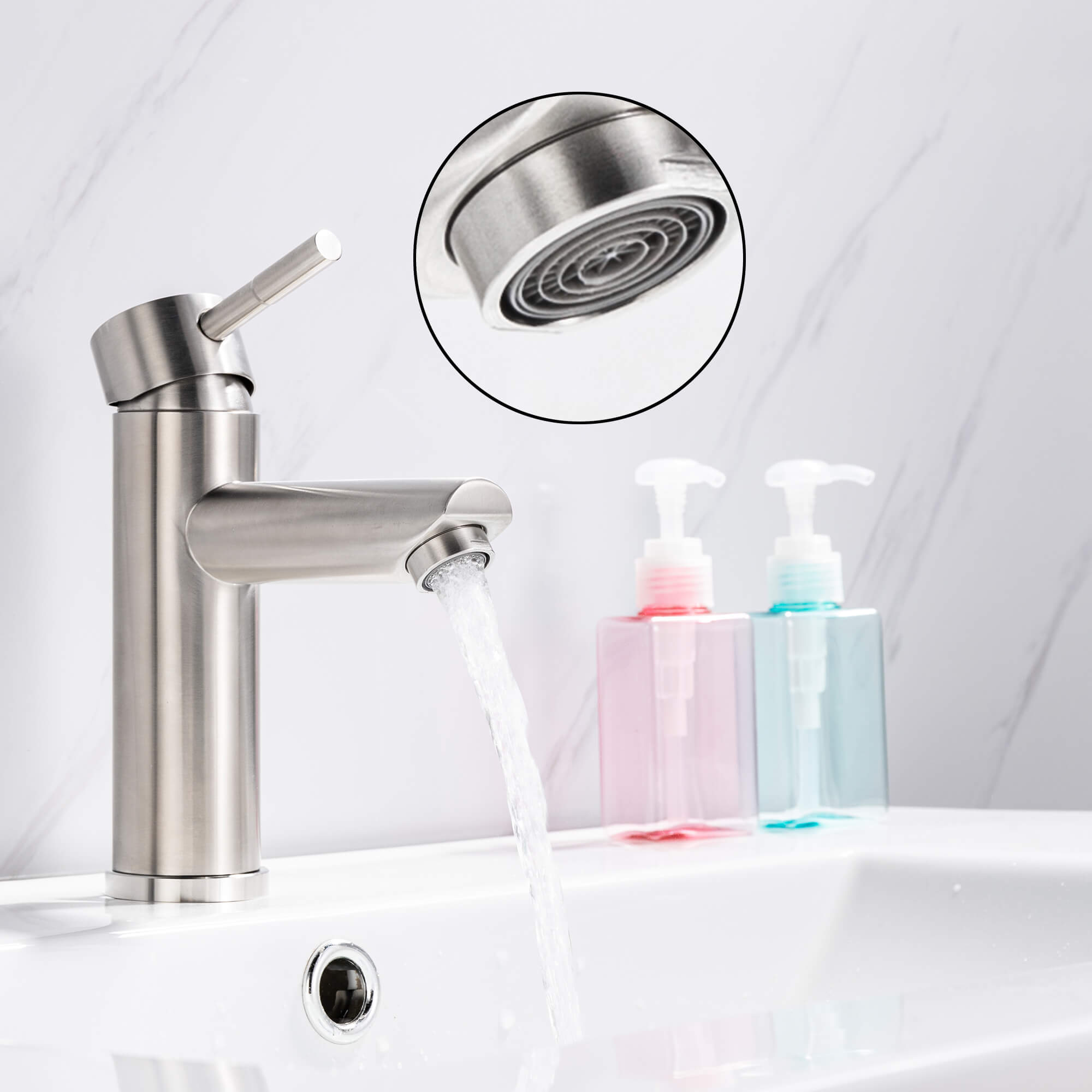 Casainc Brushed Nickel 1-Handle Commercial Freestanding Sink Faucet