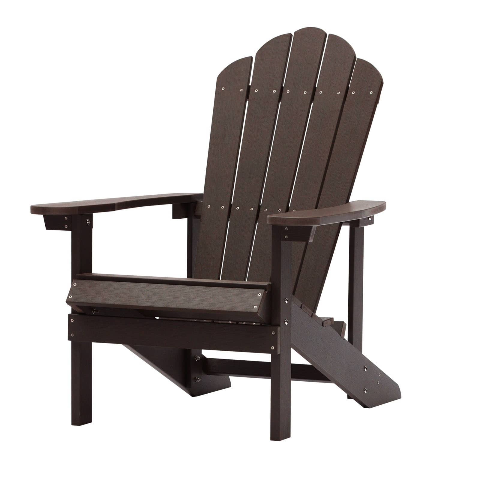 CASAINC Coffee Outdoor Patio Reclining Slat Polyethylene Plastic Adirondack Chair