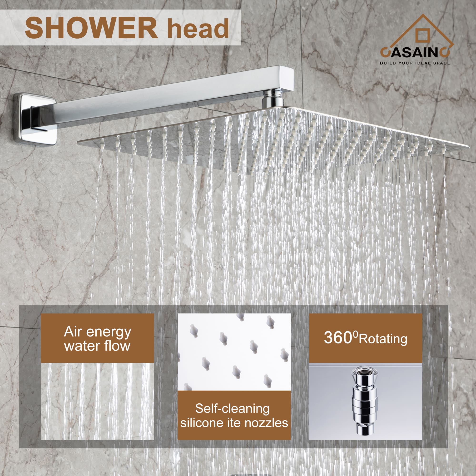 10″ Rain Shower Head & Shower Column Kit for Deck Mounted Walk-In Tub  Faucets