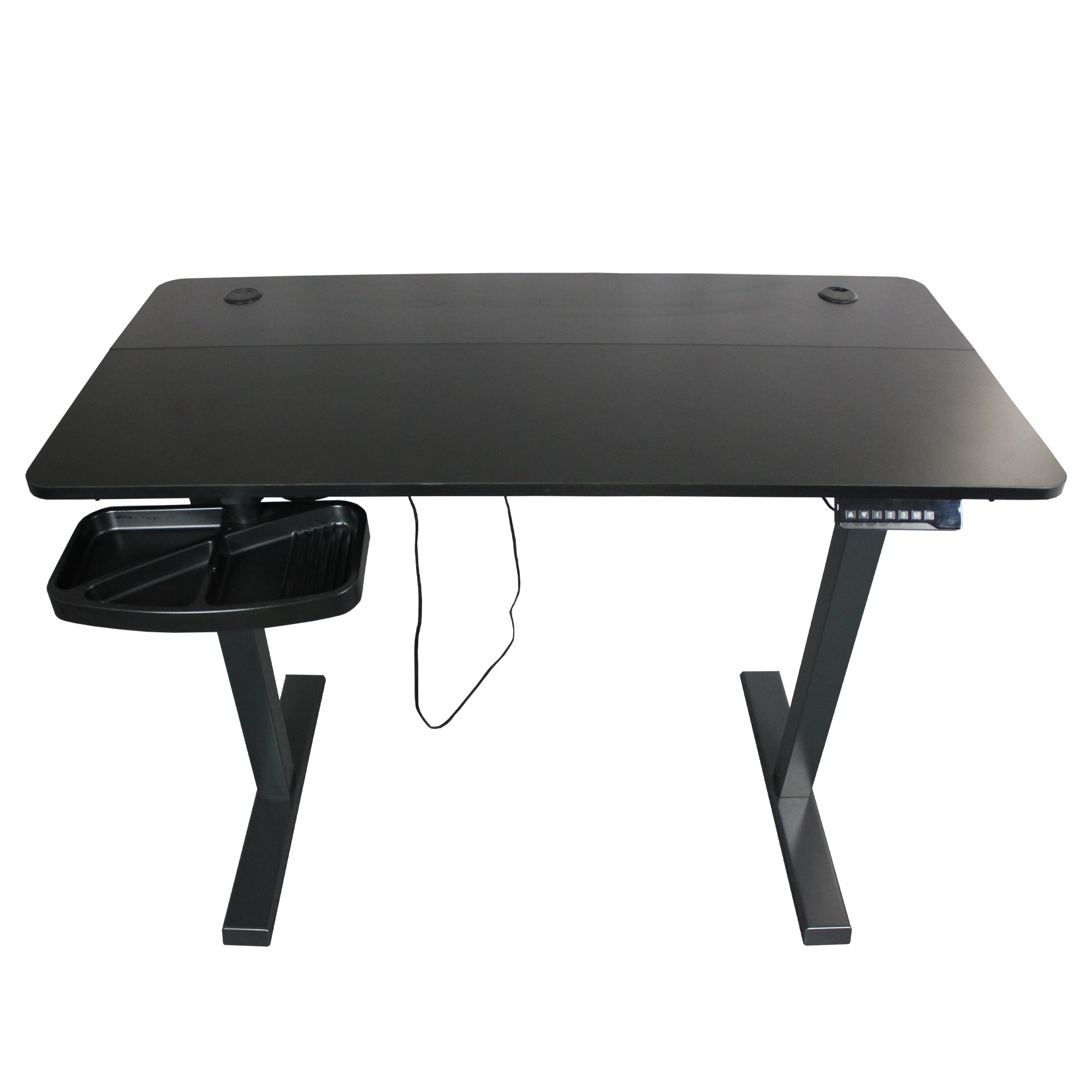 Electric Height Adjustable Standing Desk, 48 x 24 Inches Sit Stand Home Office Table with Splice Board, Black Frame/Black Top Stand Up Computer Desk with Memory Preset Controller-CASAINC
