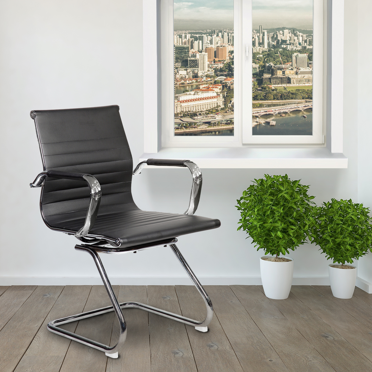 Techni Mobili Modern Visitor Office Chair, Black-CASAINC