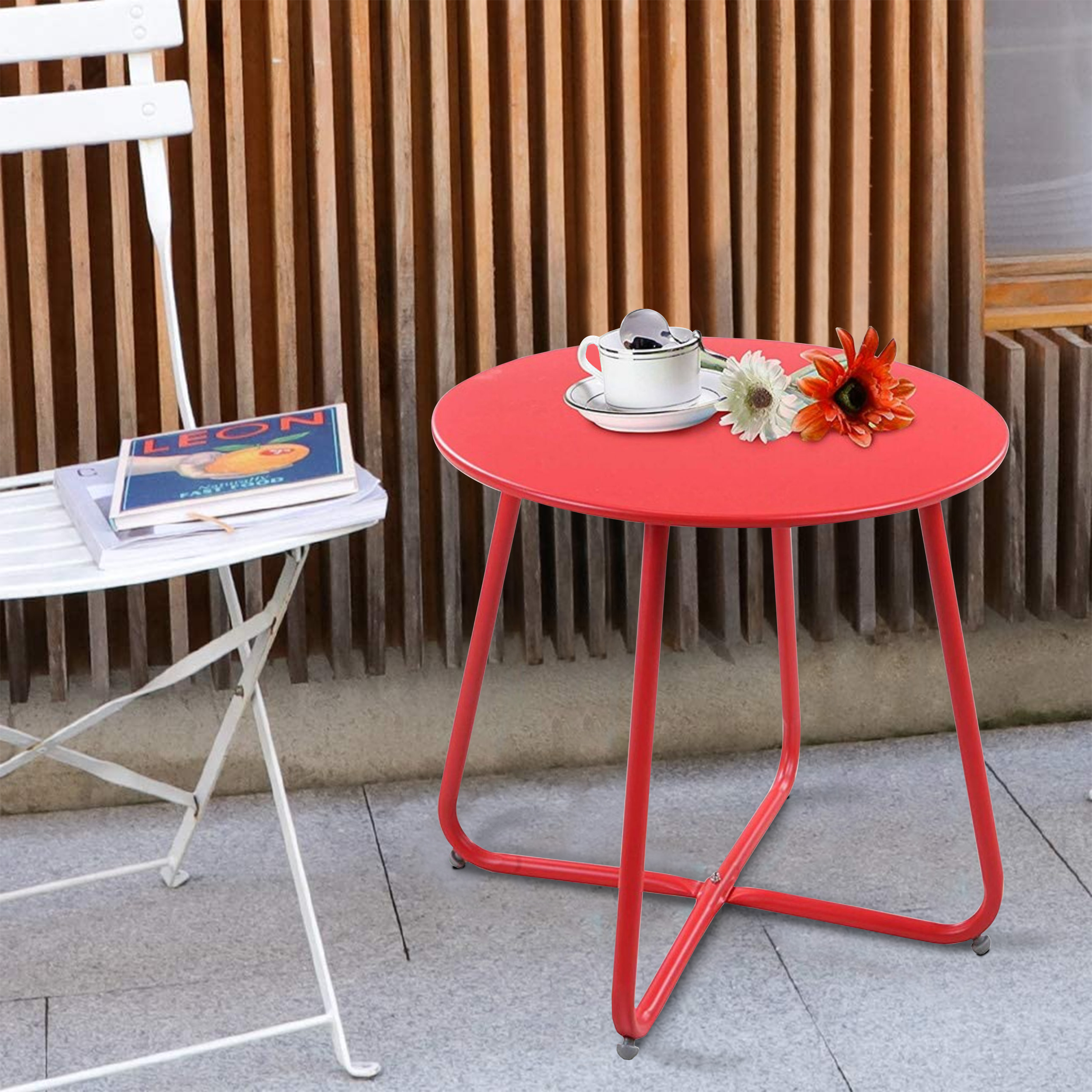 17.7 in Metal Round Outdoor Coffee Table-CASAINC
