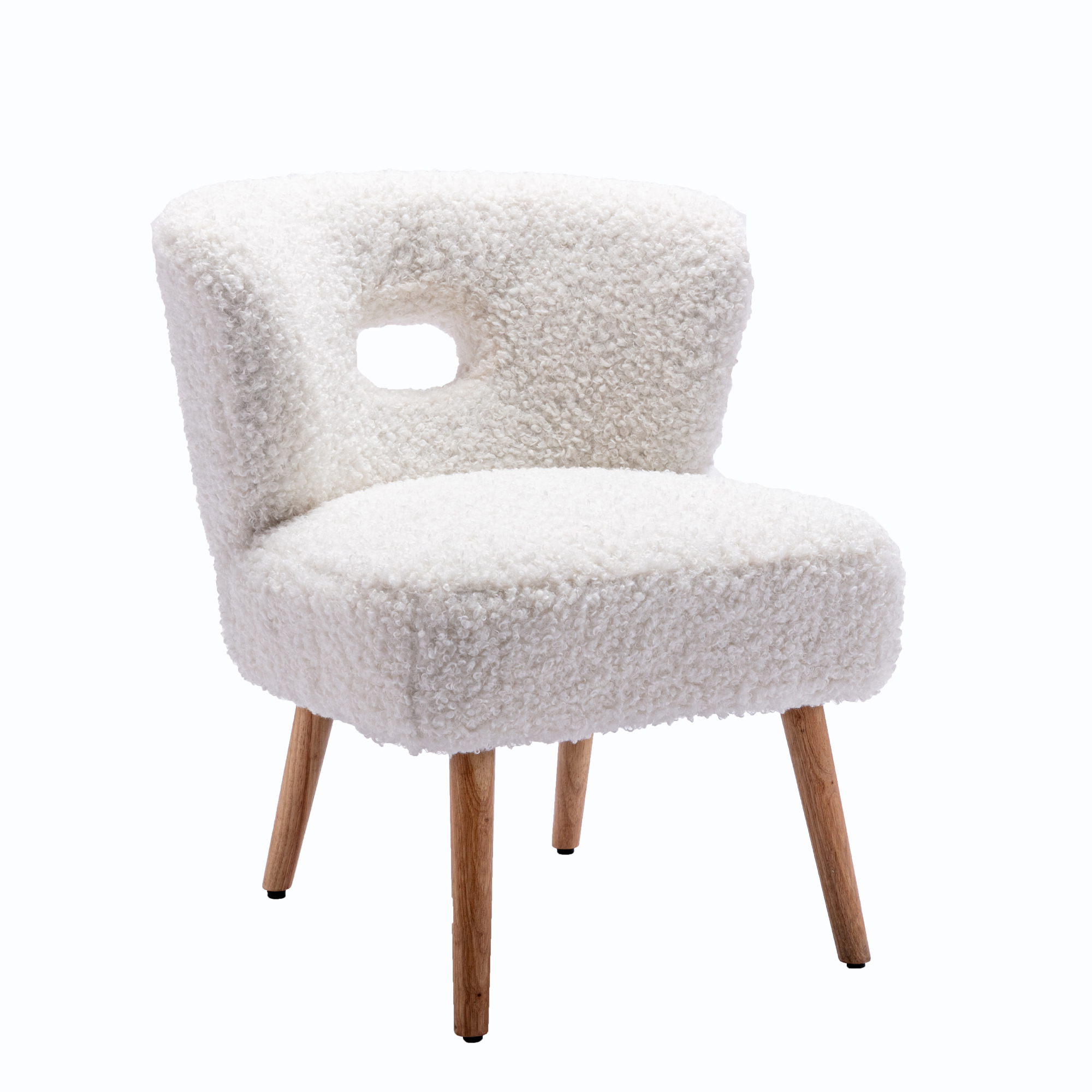 HengMing Accent Chair Lambskin Sherpa Upholstery Open Back Chair for Living Room Bedroom/White-CASAINC
