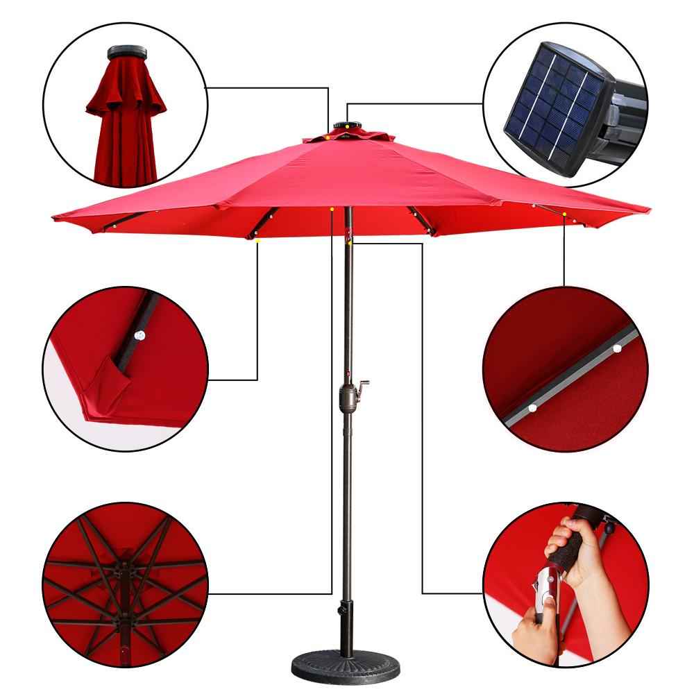 Casainc Outdoor Patio 9 ft. Aluminum Tilt Half Beach Umbrella in Red Without Base-CASAINC
