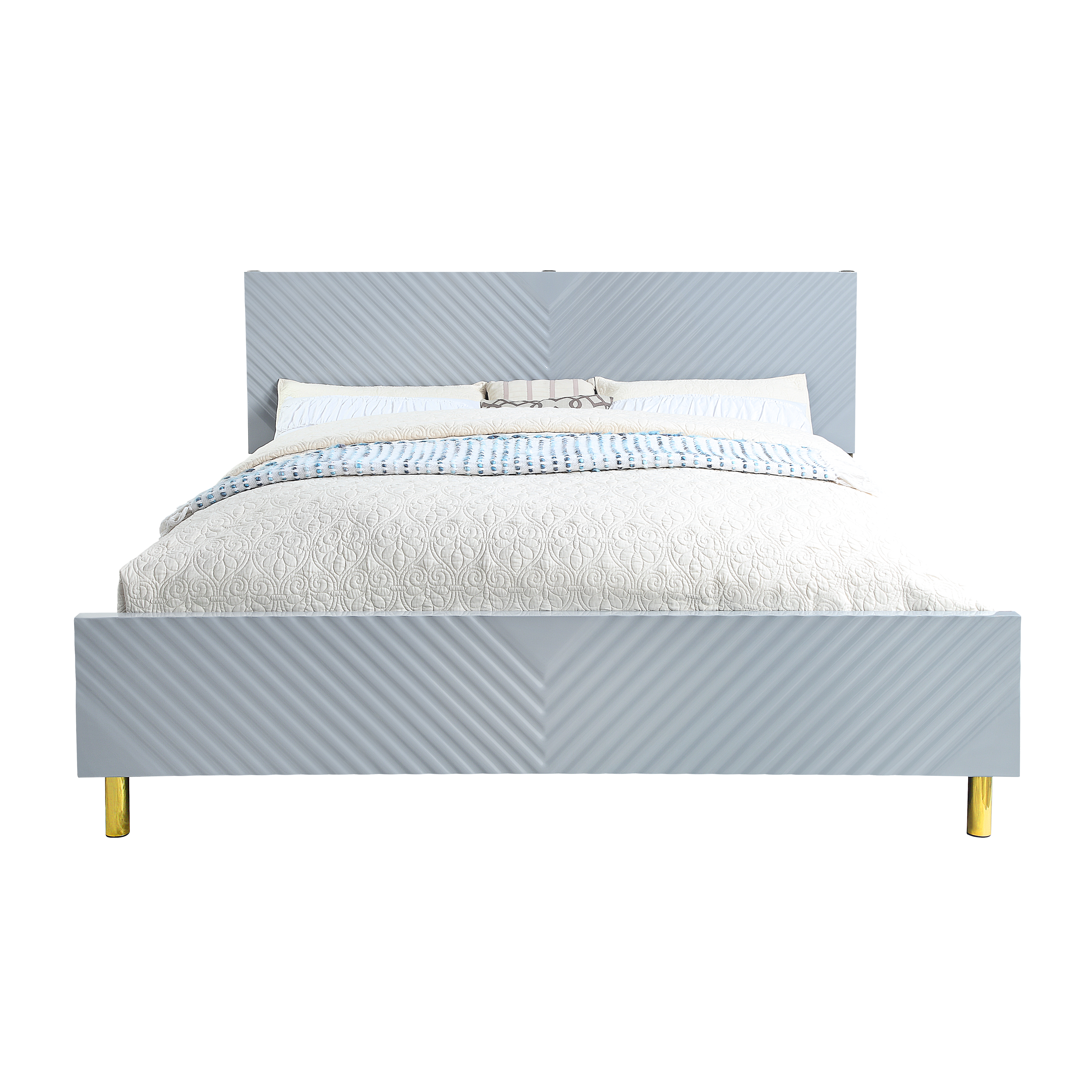 ACME Gaines Queen Bed, Gray High Gloss Finish