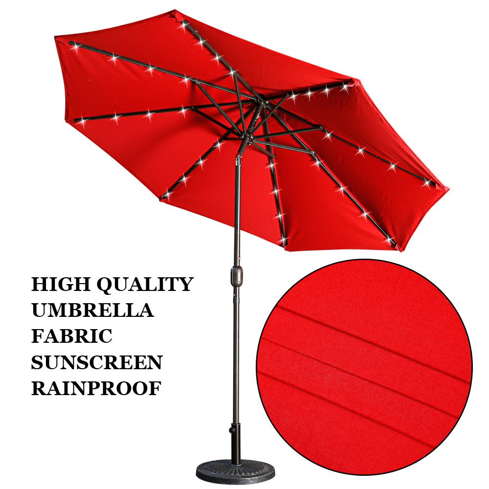 Casainc Outdoor Patio 9 ft. Aluminum Tilt Half Beach Umbrella in Red Without Base-CASAINC