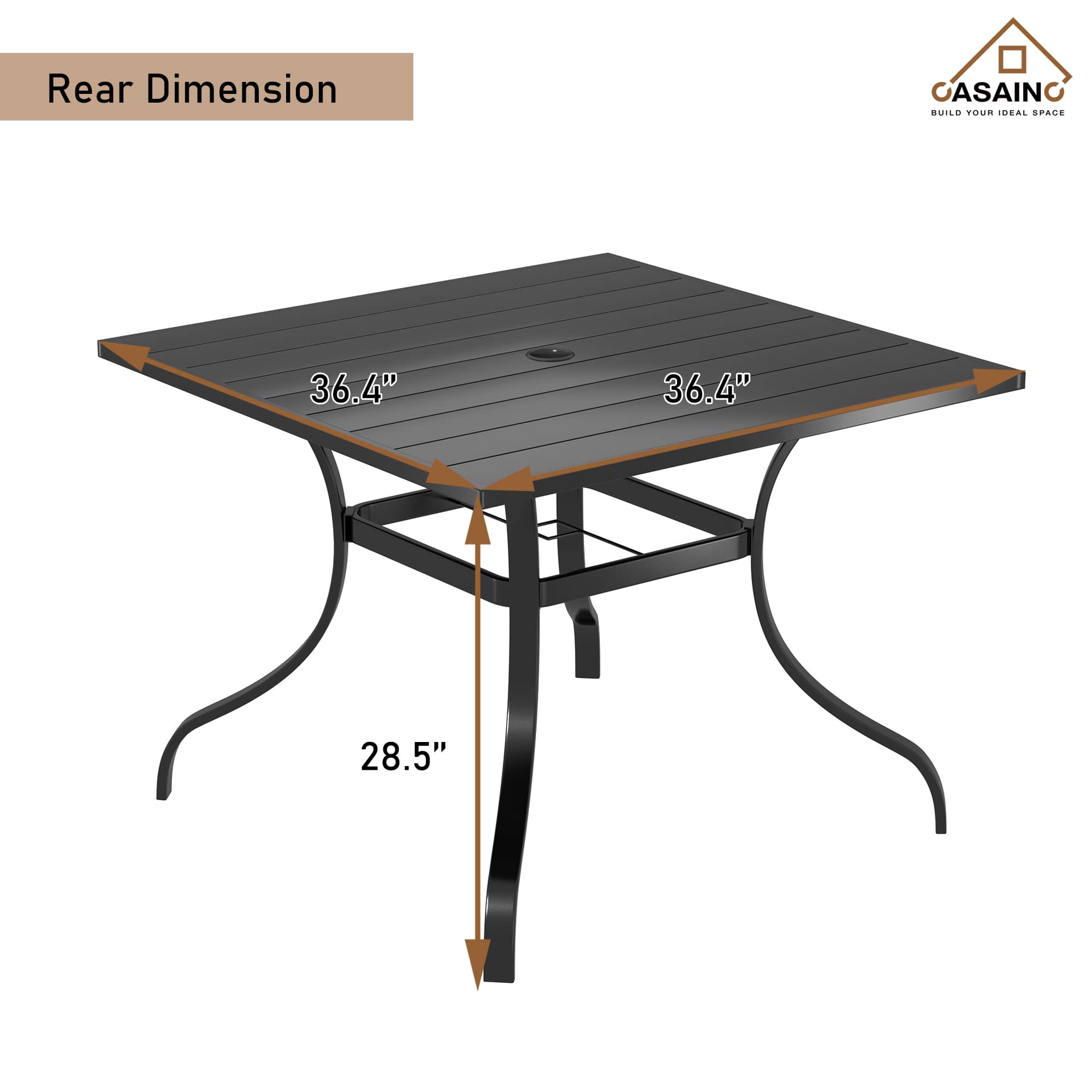 Square Outdoor Dining Table 36.4-in W x 36.4-in L with 1.65