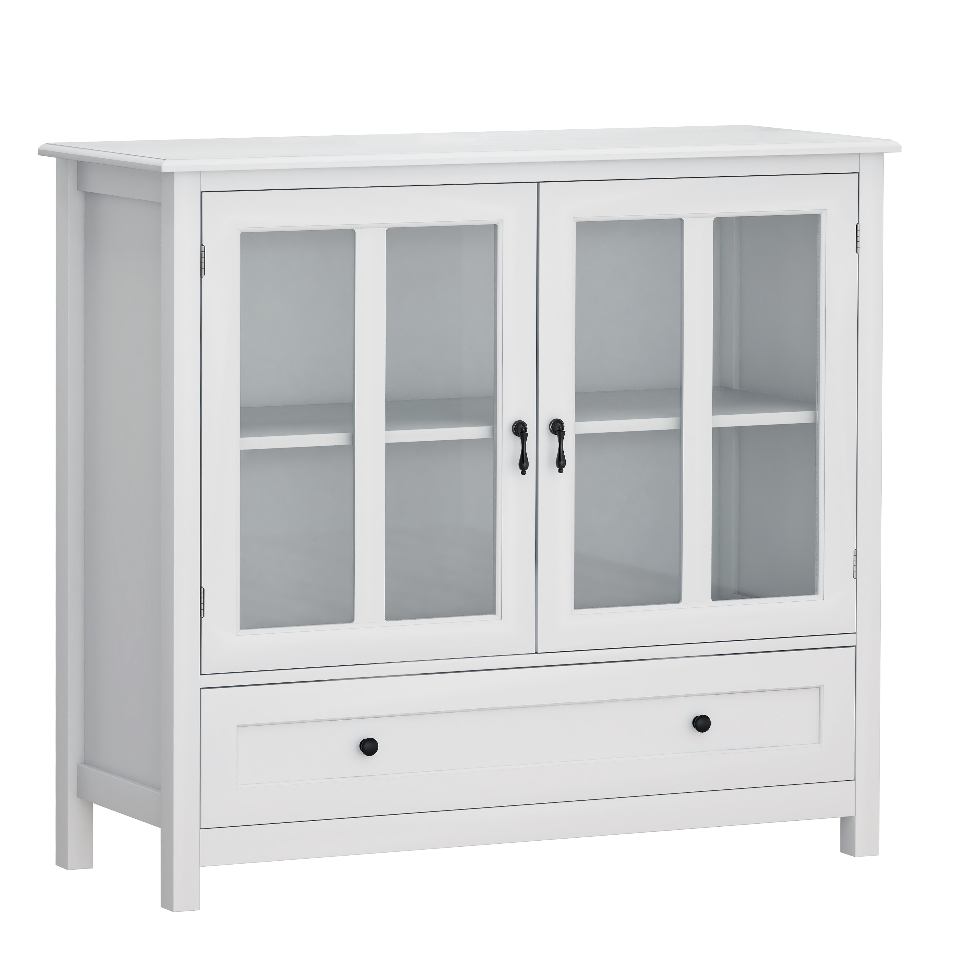 Buffet storage cabinet with double glass doors and unique bell handle-CASAINC