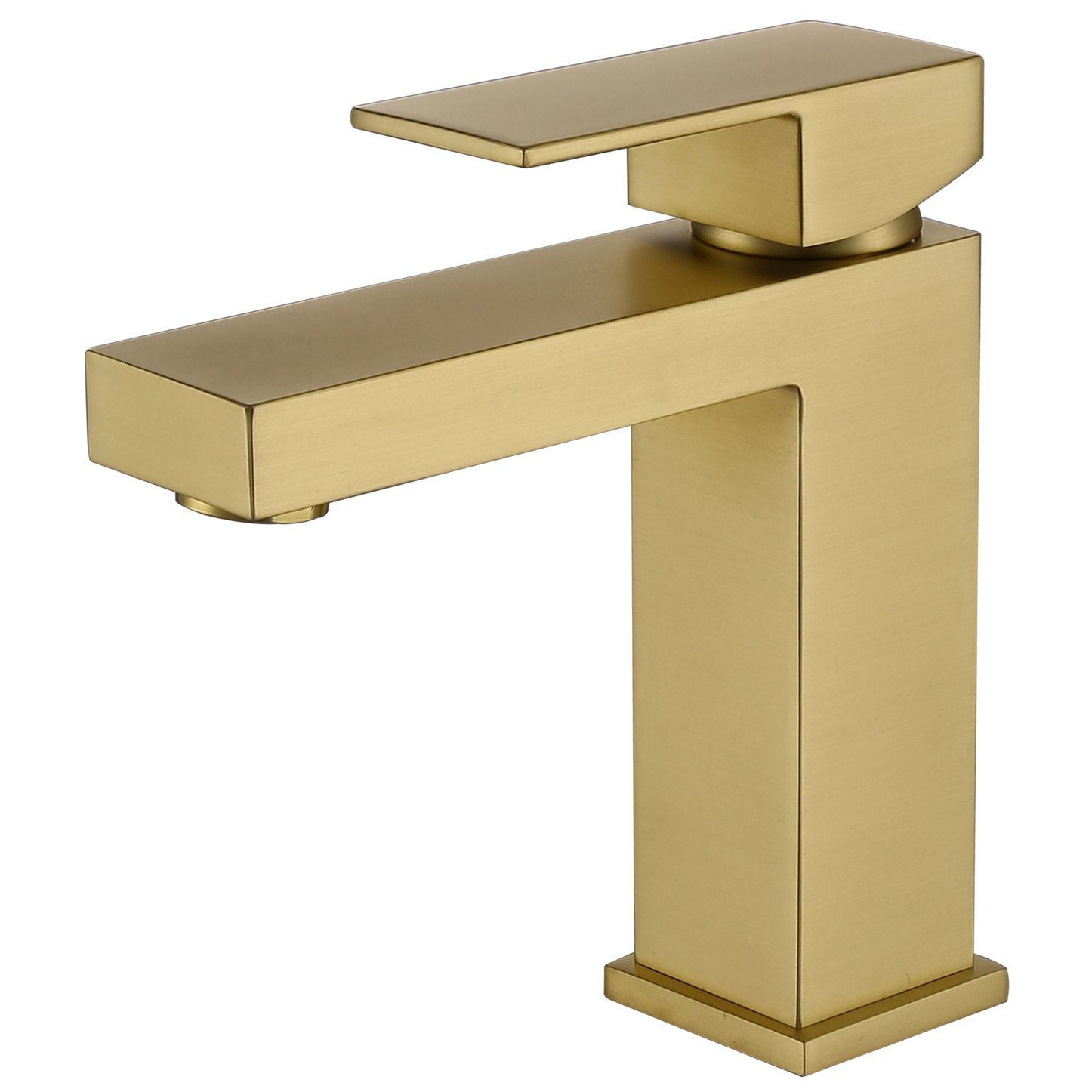 Single Handle Single Hole Bathroom Faucet with Water Supply Lines in Brushed Gold-CASAINC