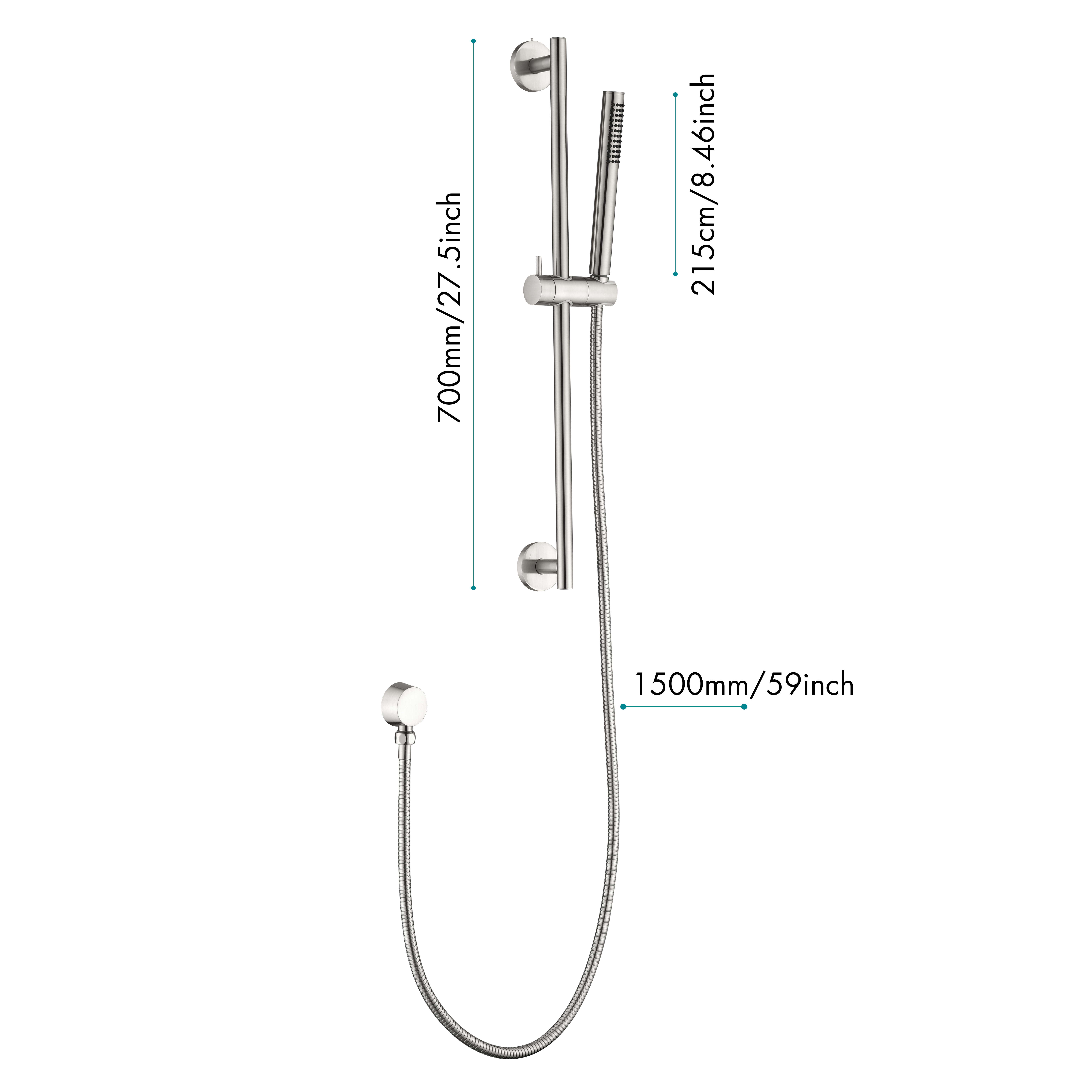 Eco-Performance Handheld Shower with 28-Inch Slide Bar and 59-Inch Hose-CASAINC