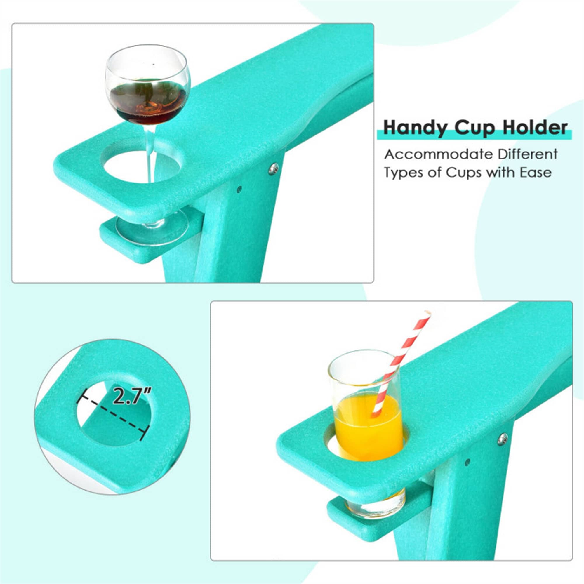 Cup and wine glass online holder for adirondack chair