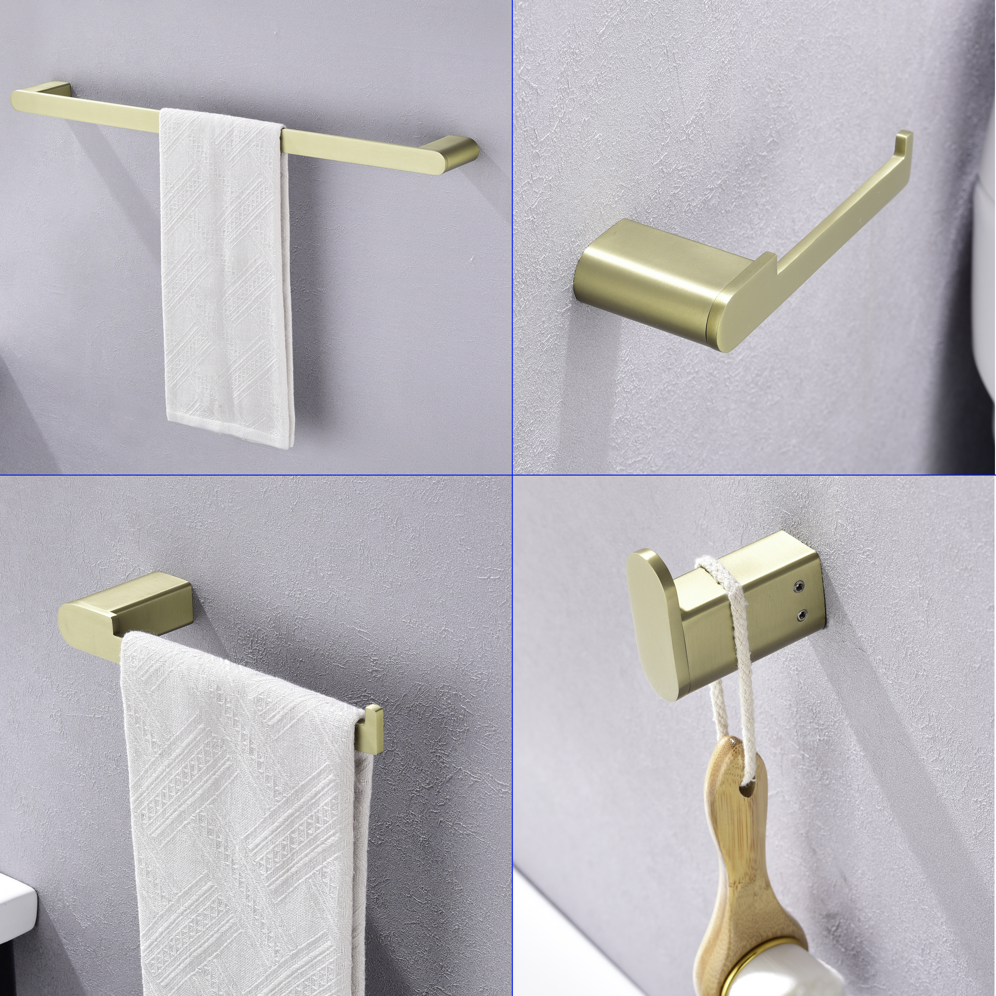 Casainc 4 - Piece Modern Bathroom Hardware Set (Brushed Gold)-CASAINC