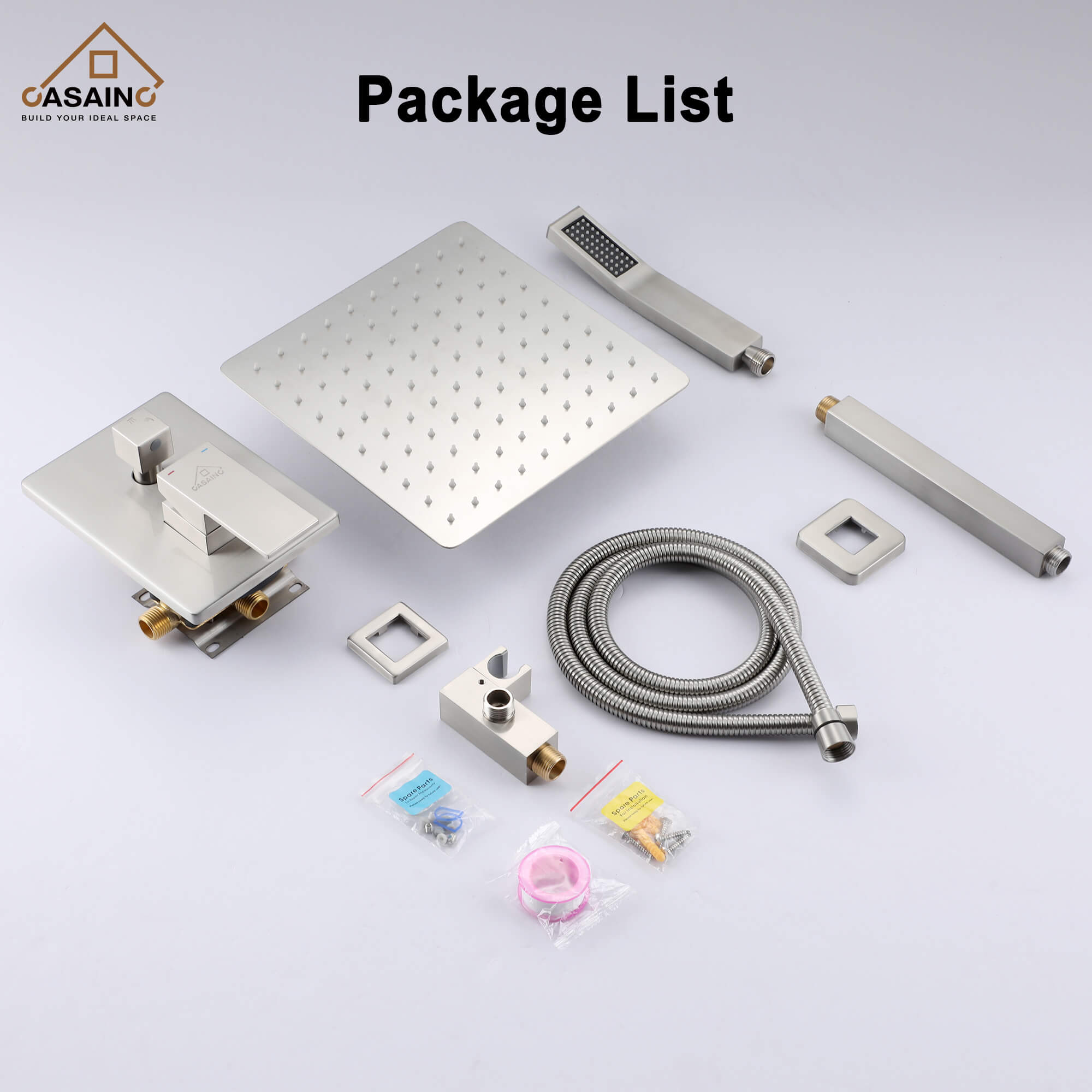 CASAINC 2-Function Shower System with Handheld Shower in Brushed Nickel/Matte Black