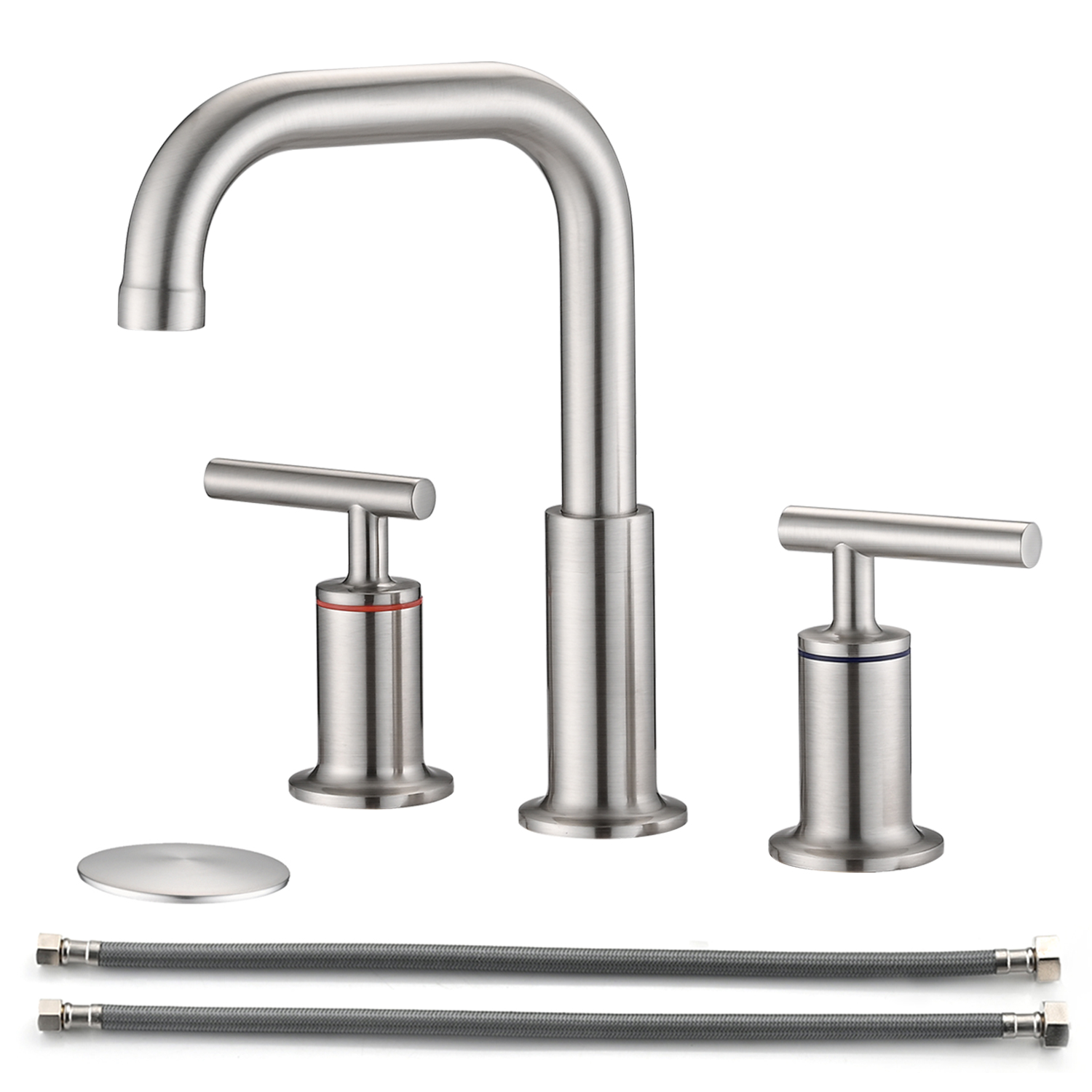 8 in. Widespread Double Handle Bathroom Faucet with Pop Up Drain in Brushed&nbsp;Nickel