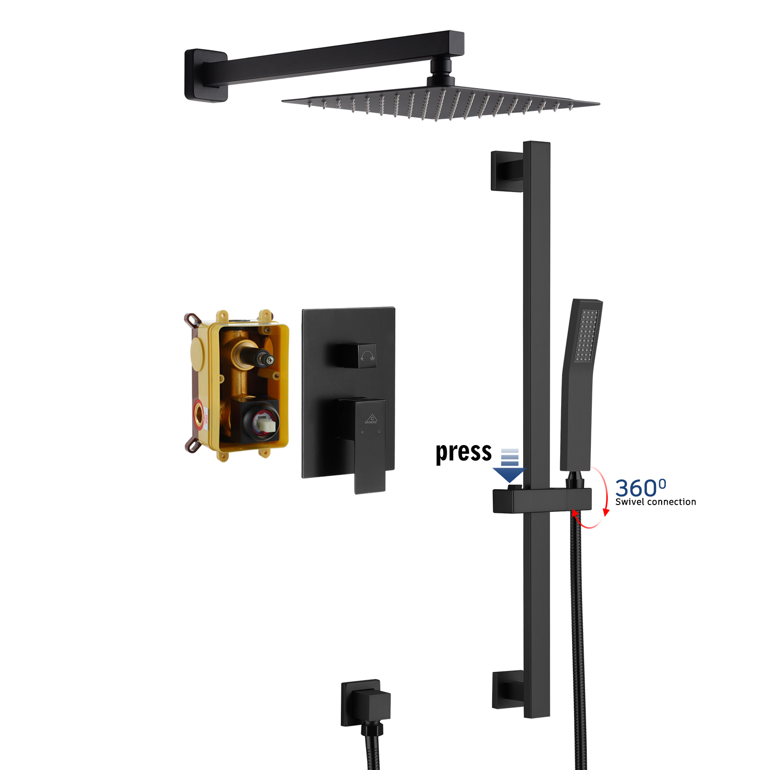 2 Function 10-In Wall Mounted  Dual Shower Heads Shower System With Sliding Rod Shower Hand