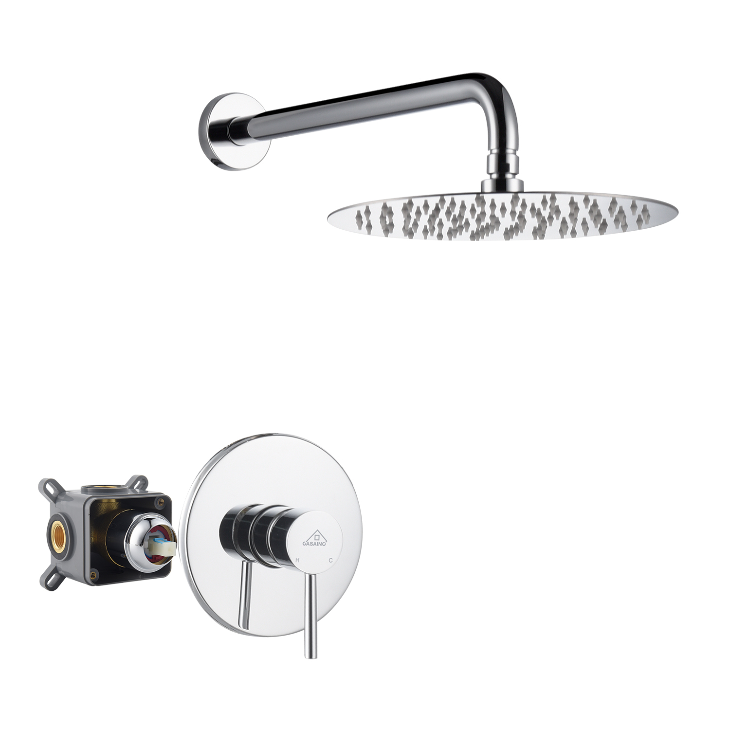 Casainc Round Single Functions Wall Mount Black Shower Faucet