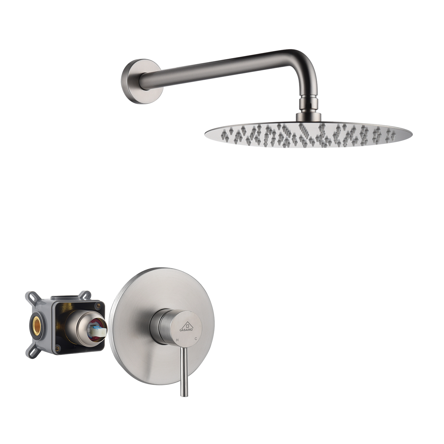 Casainc Round Single Functions Wall Mount Black Shower Faucet