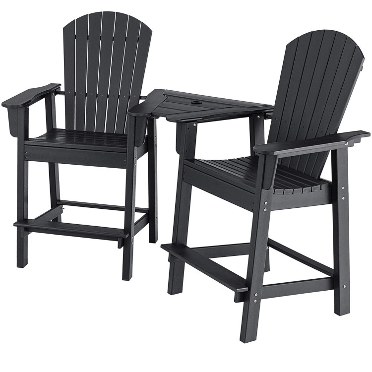 2 Pieces HDPE Tall Adirondack Chair with Middle Connecting Tray