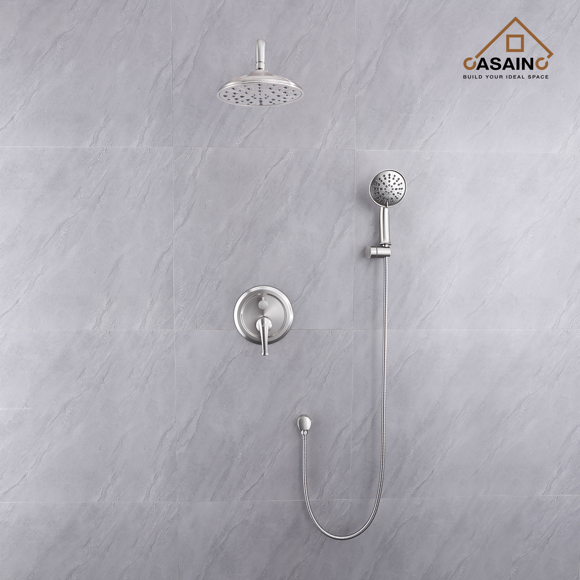 8.3inch Wall-mounted rain shower faucet with pressure balanced valve-CASAINC