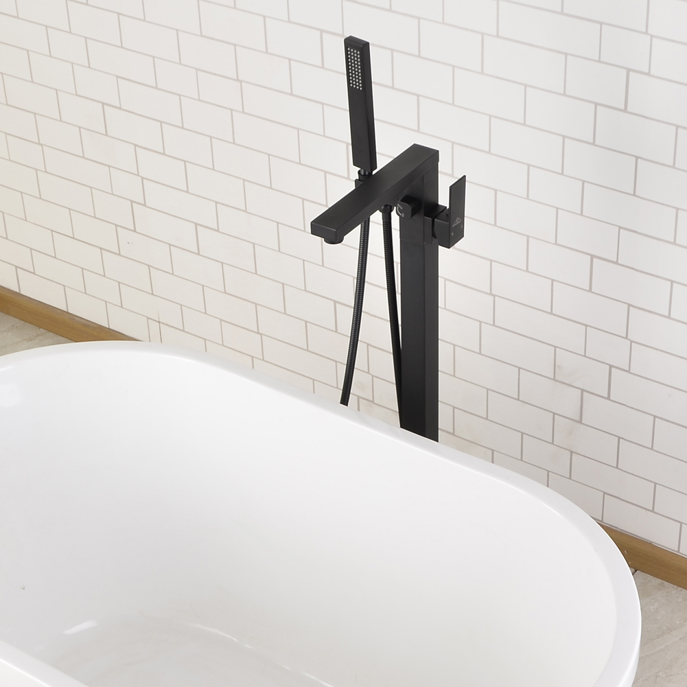 Casainc Freestanding 1-Handle Bathtub Faucet with Handheld Shower (Matte Black)-CASAINC