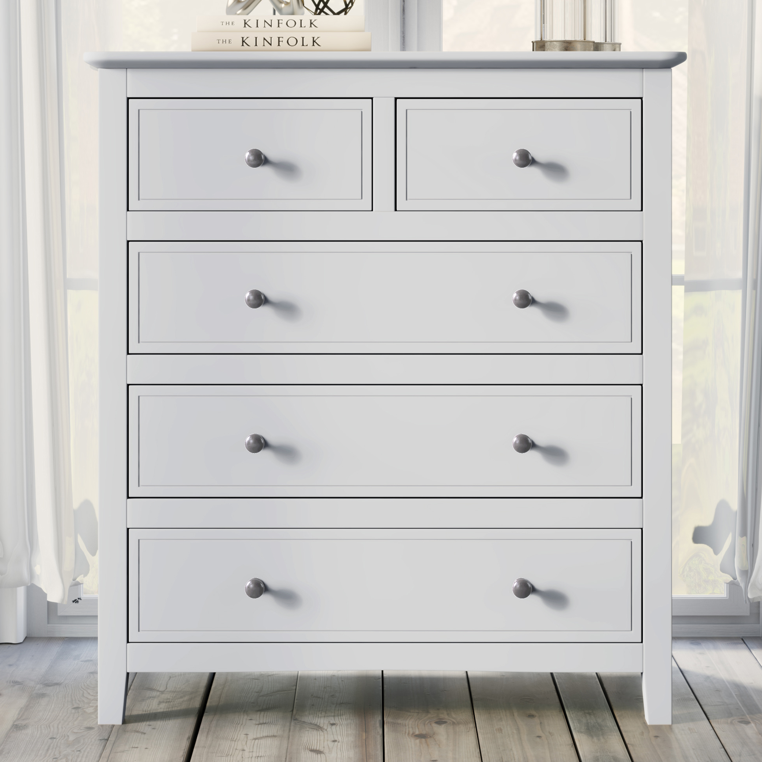 5 Drawers Solid Wood Chest in White-CASAINC