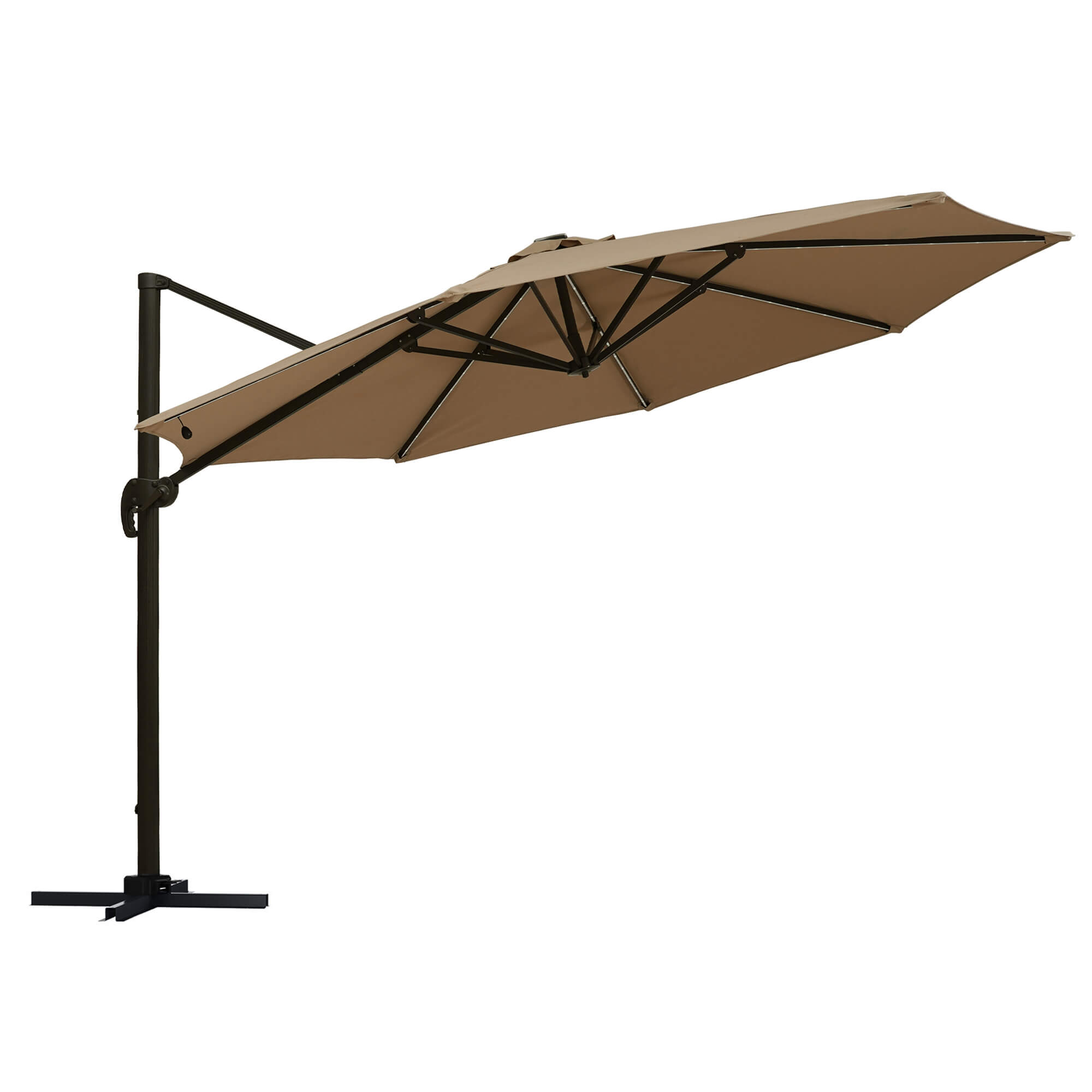 11Ft Solar LED Cantilever Umbrella with Crank (Without Base)