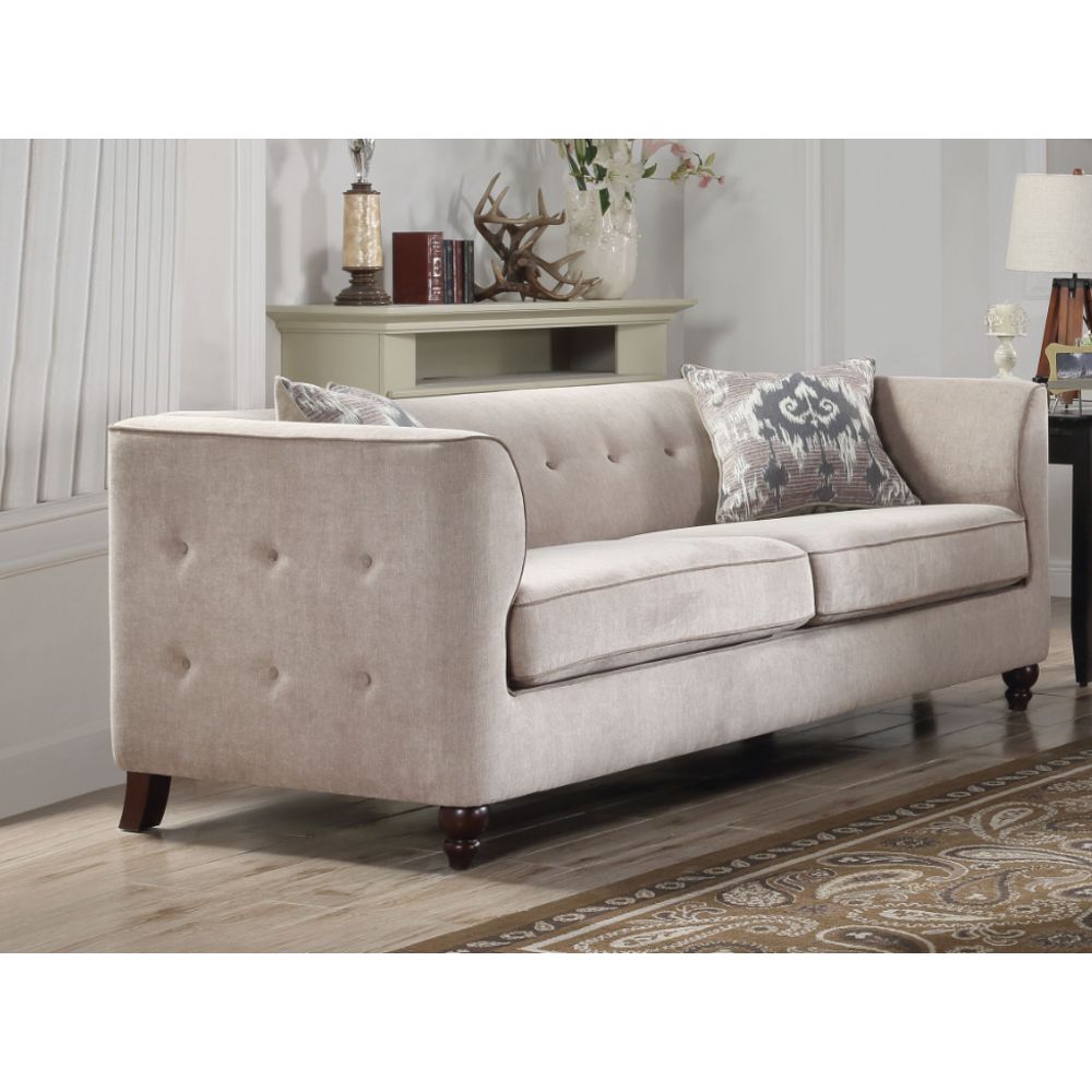 ACME Cyndi Sofa w/2 Pillows in Tan Velvet