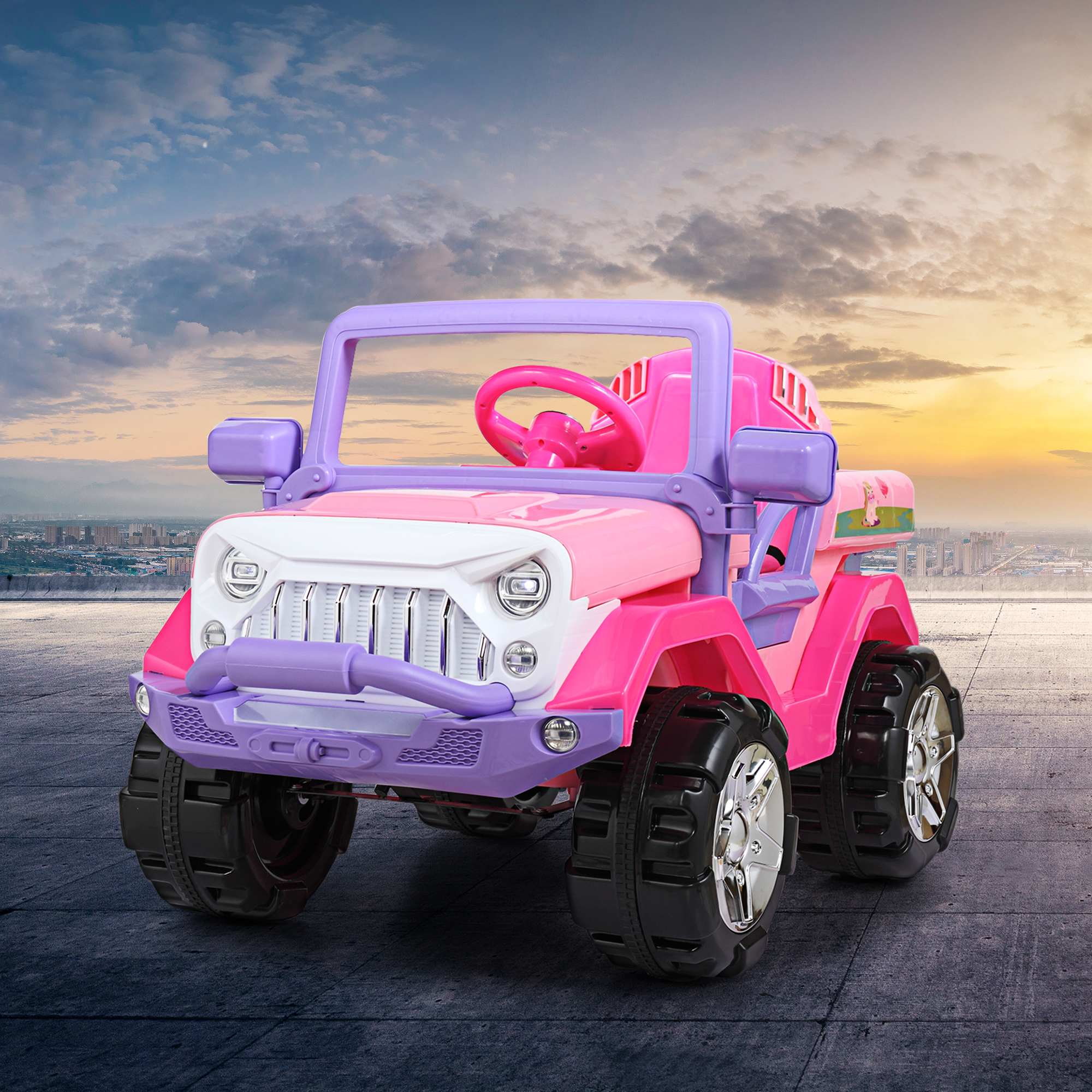 12V Electric Ride On Cars Kids Battery-Powered SUV with Remote Control W/ MP3 Player, LED Headlights,Pink+Purple-CASAINC