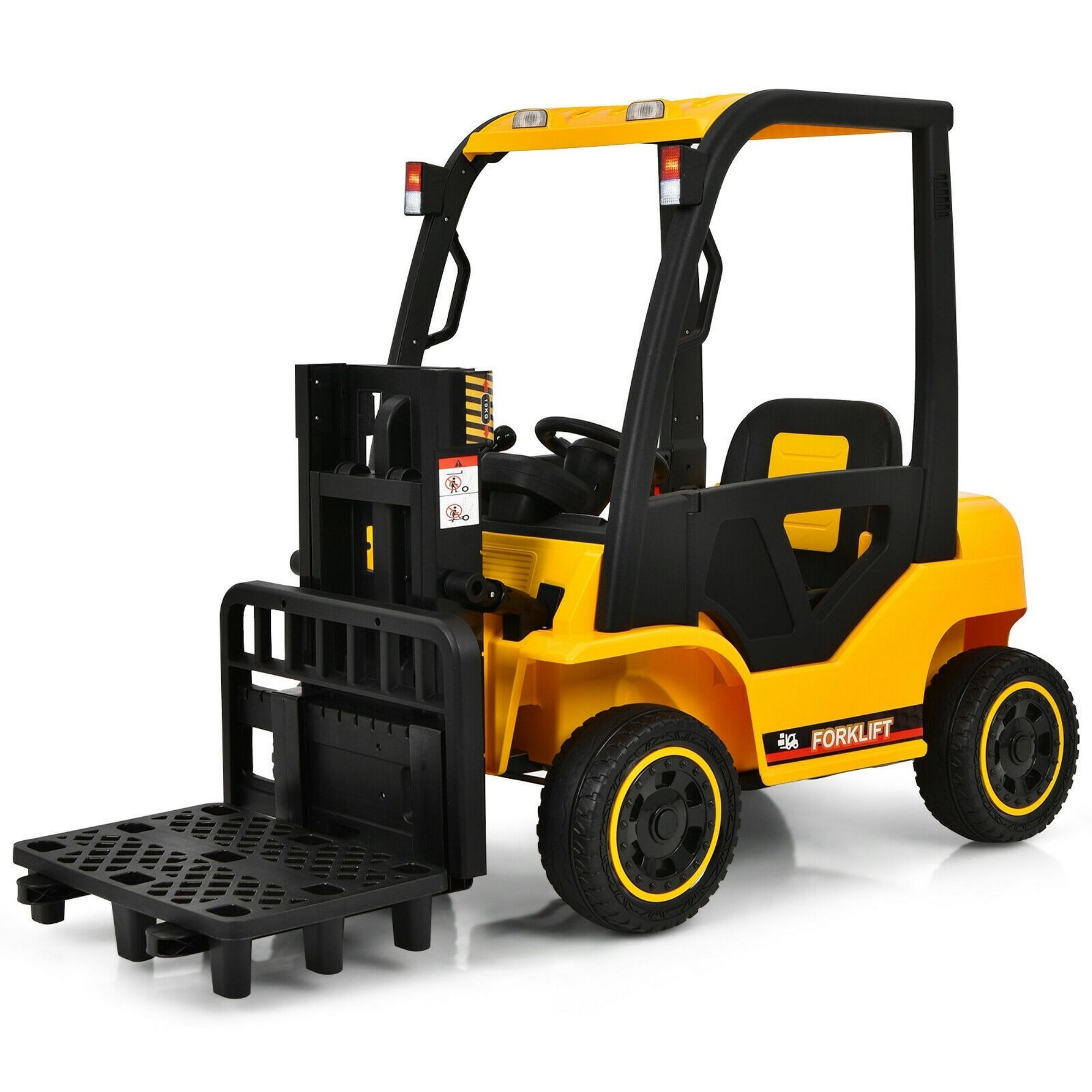 12V Kids Ride On Forklift with Remote Control and Back Trunk-Yellow-CASAINC