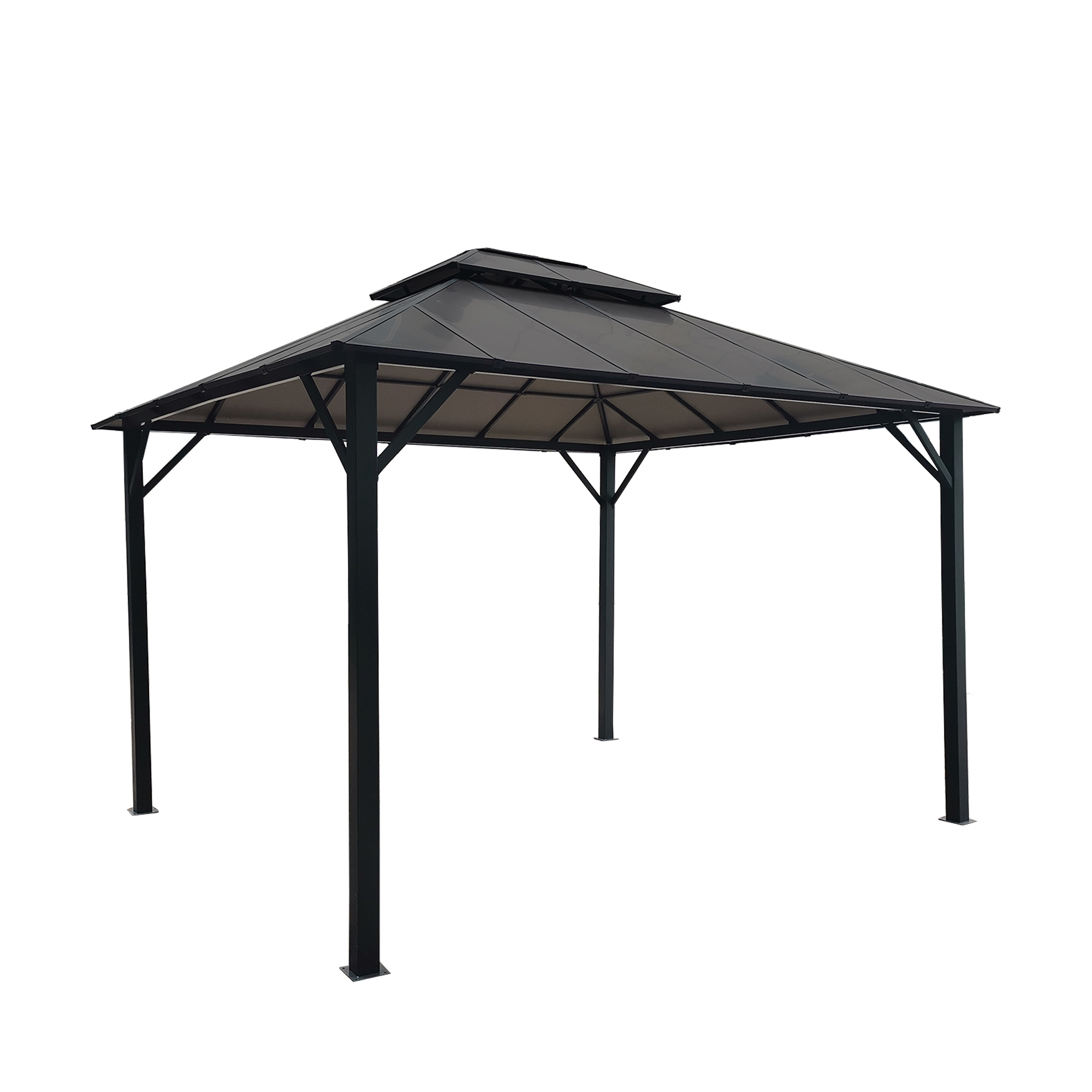 12 ft. x 10 ft. Outdoor Hardtop Insulated Aluminum  Frame Patio Gazebo with Double Roof and Netting-CASAINC