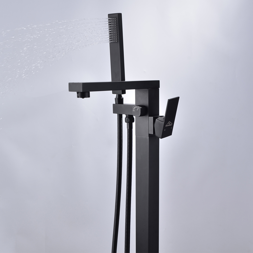 Casainc Freestanding 1-Handle Bathtub Faucet with Handheld Shower (Matte Black)-CASAINC