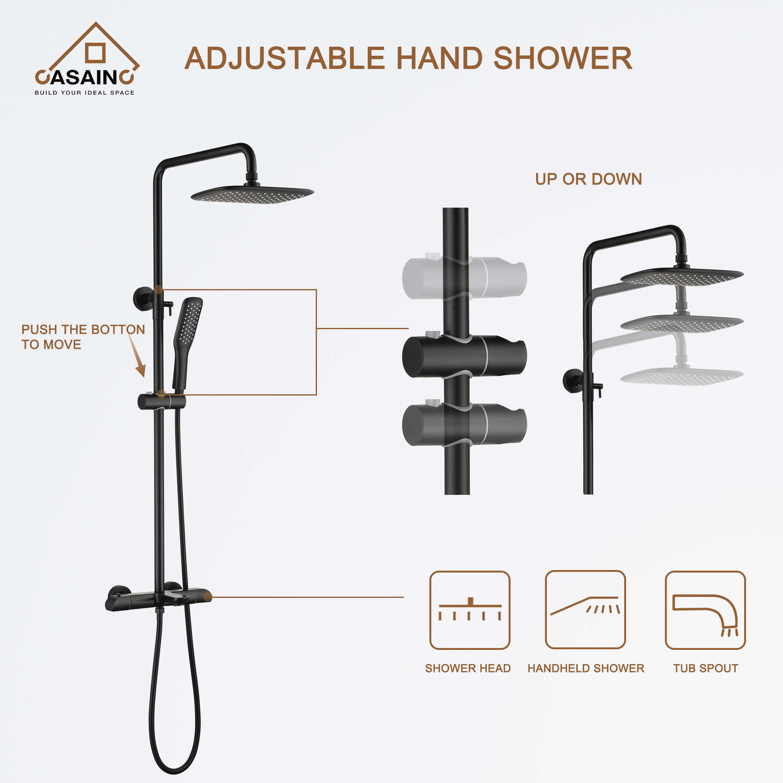 CASAINC Shower System in Matte Black