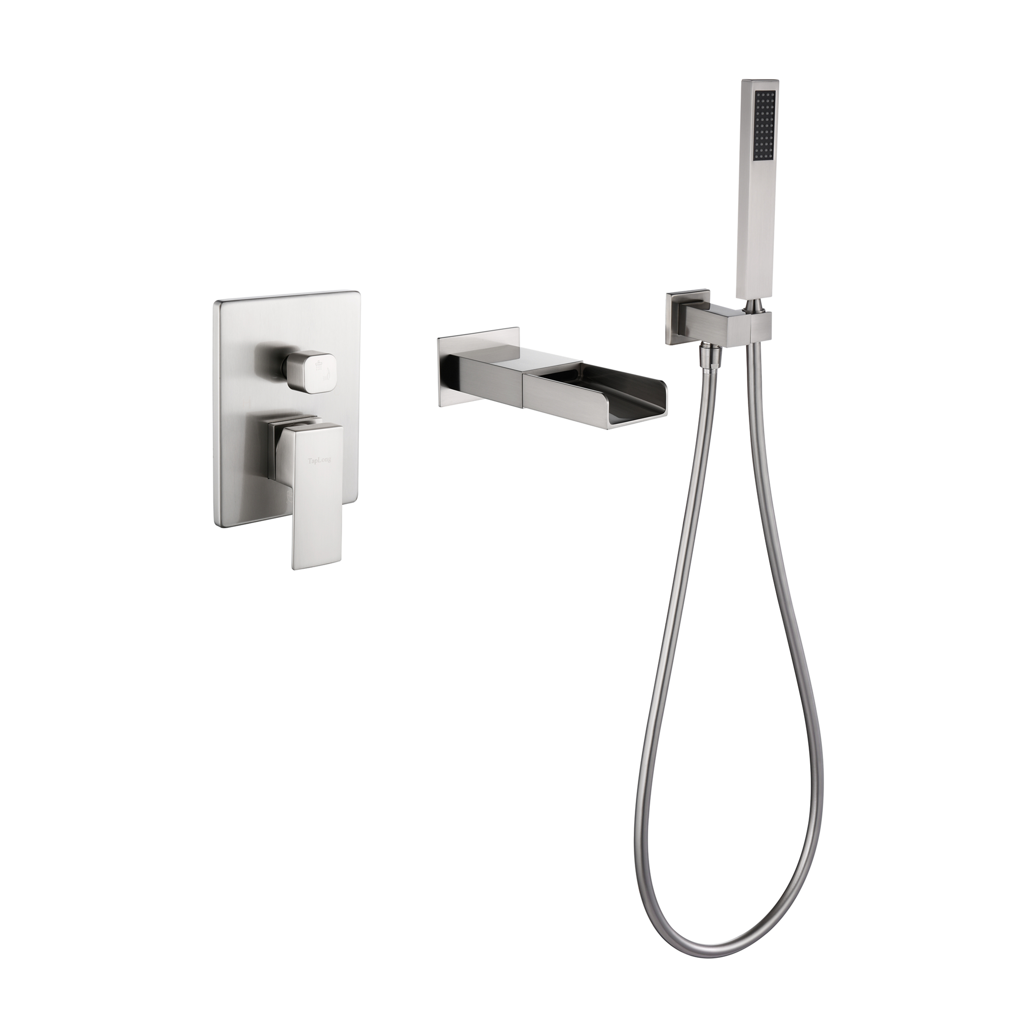 TrustMade Pressure-Balance Waterfall Single Handle Wall Mount Tub Faucet with Hand Shower, Brushed Nickel - 2W01-CASAINC