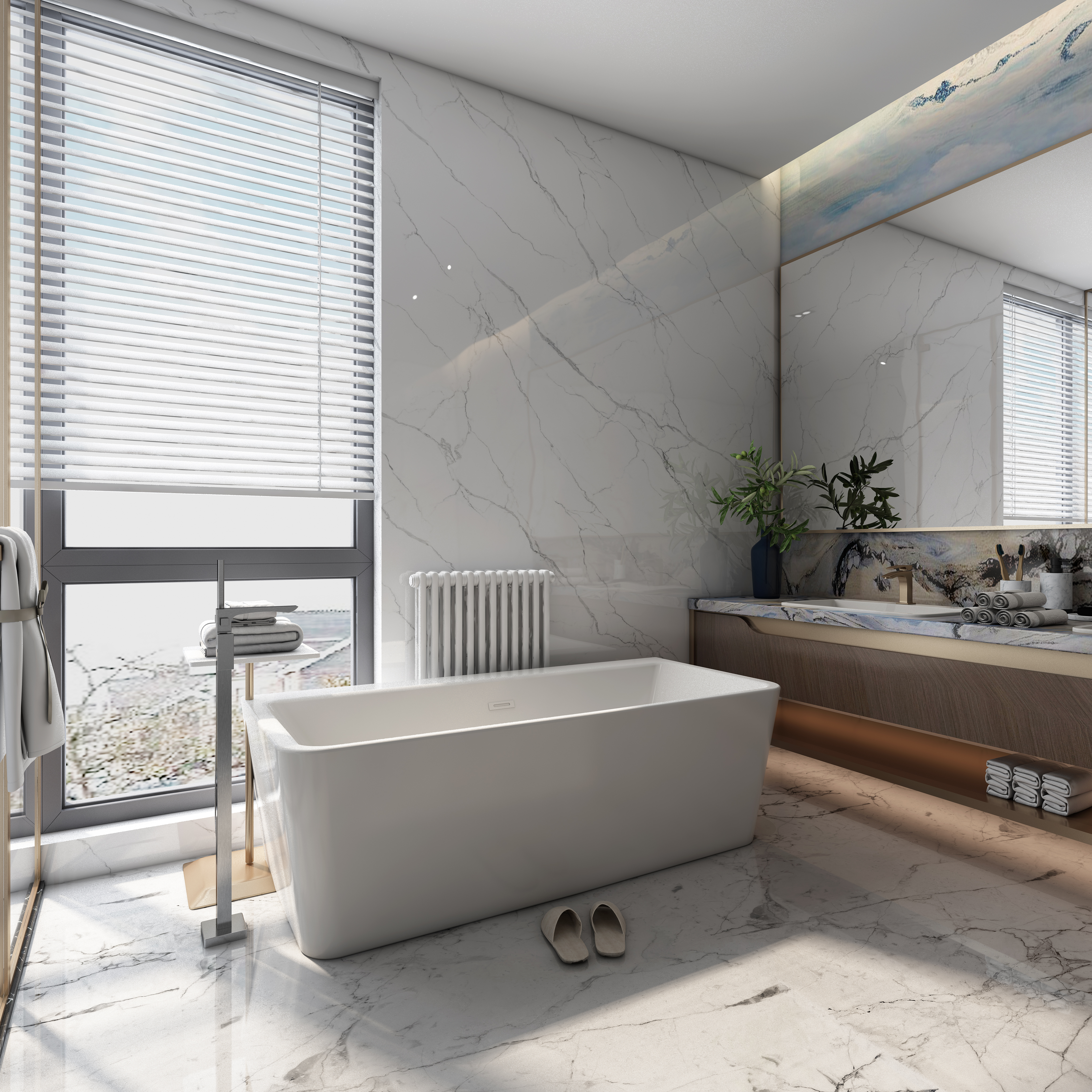 Acrylic Alcove Freestanding Soaking Bathtub-CASAINC