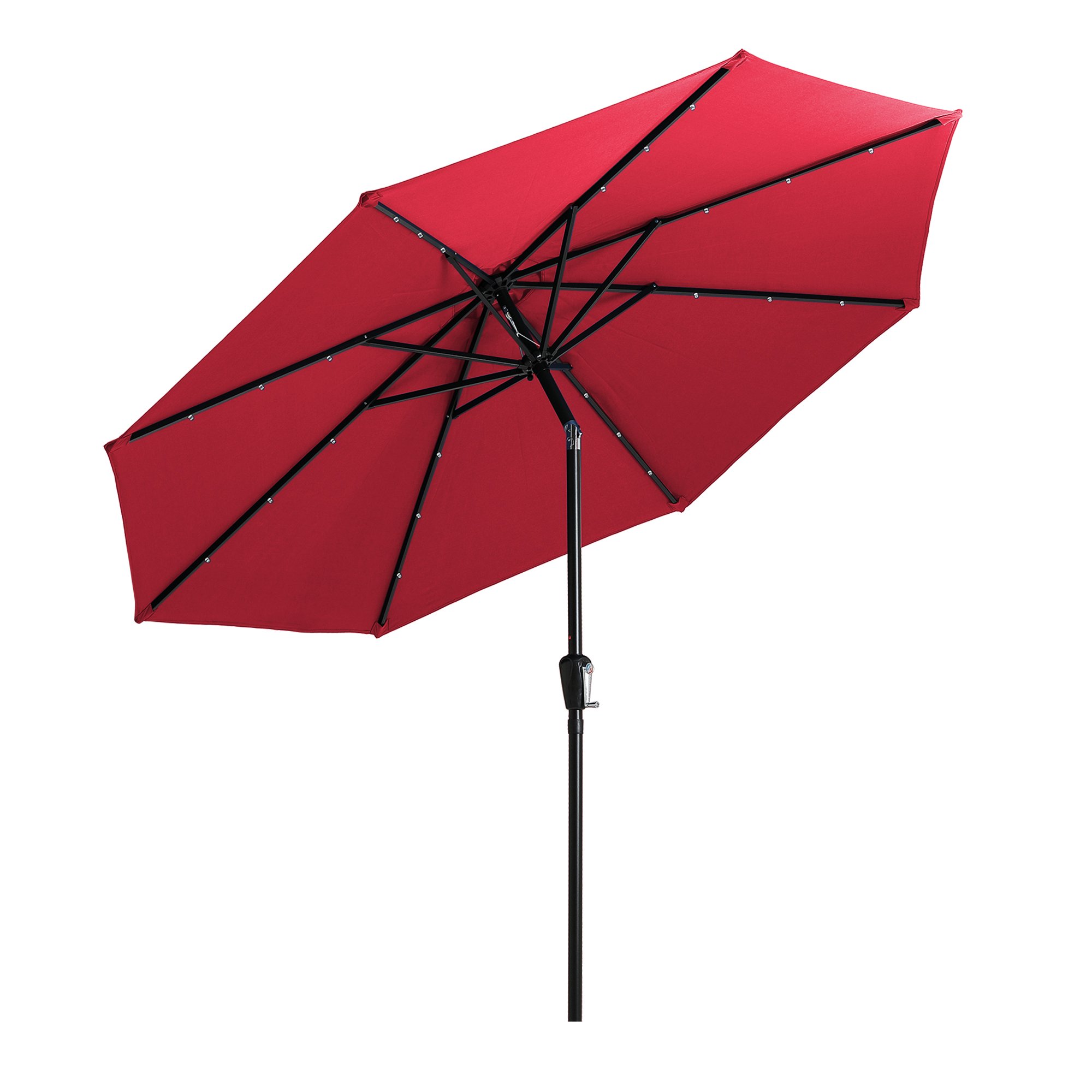 9-ft Patio Umbrella with LED Lights (Red)-CASAINC