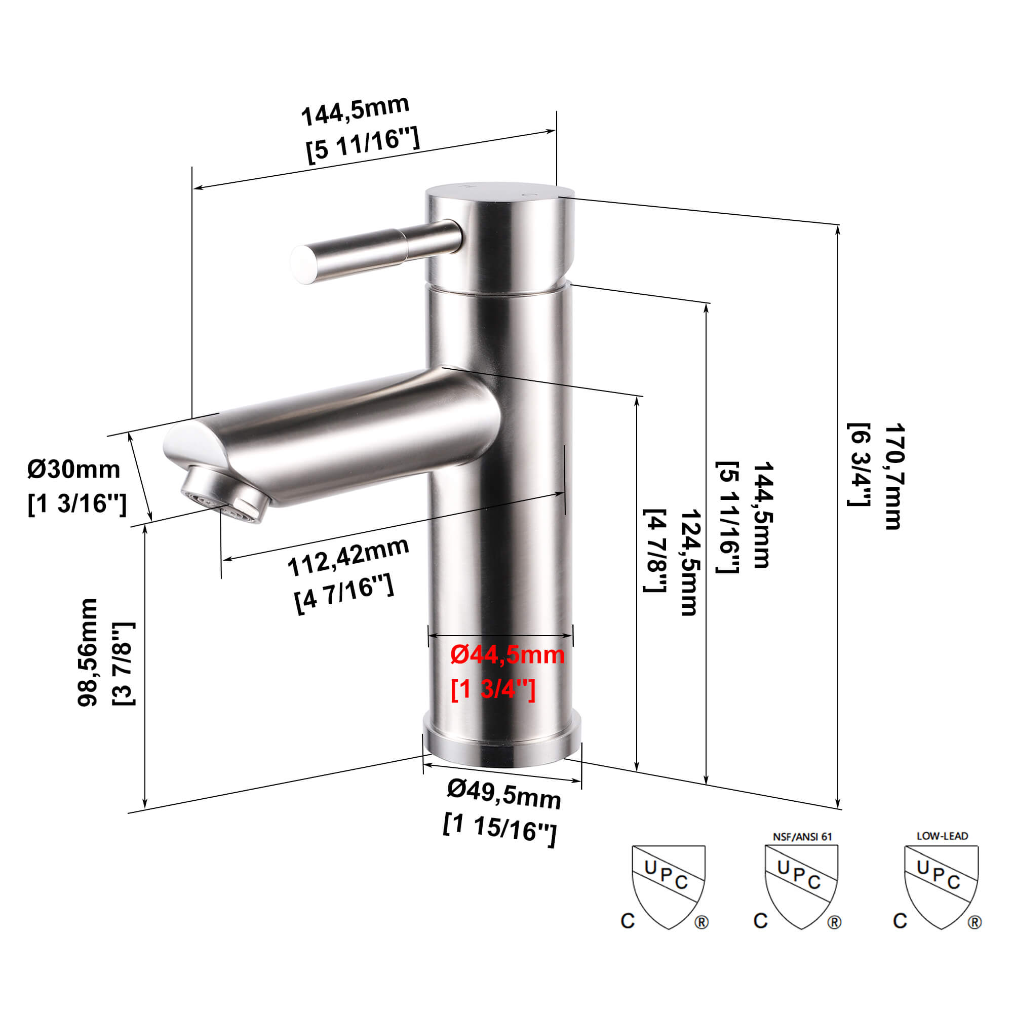 Casainc Brushed Nickel 1-Handle Commercial Freestanding Sink Faucet