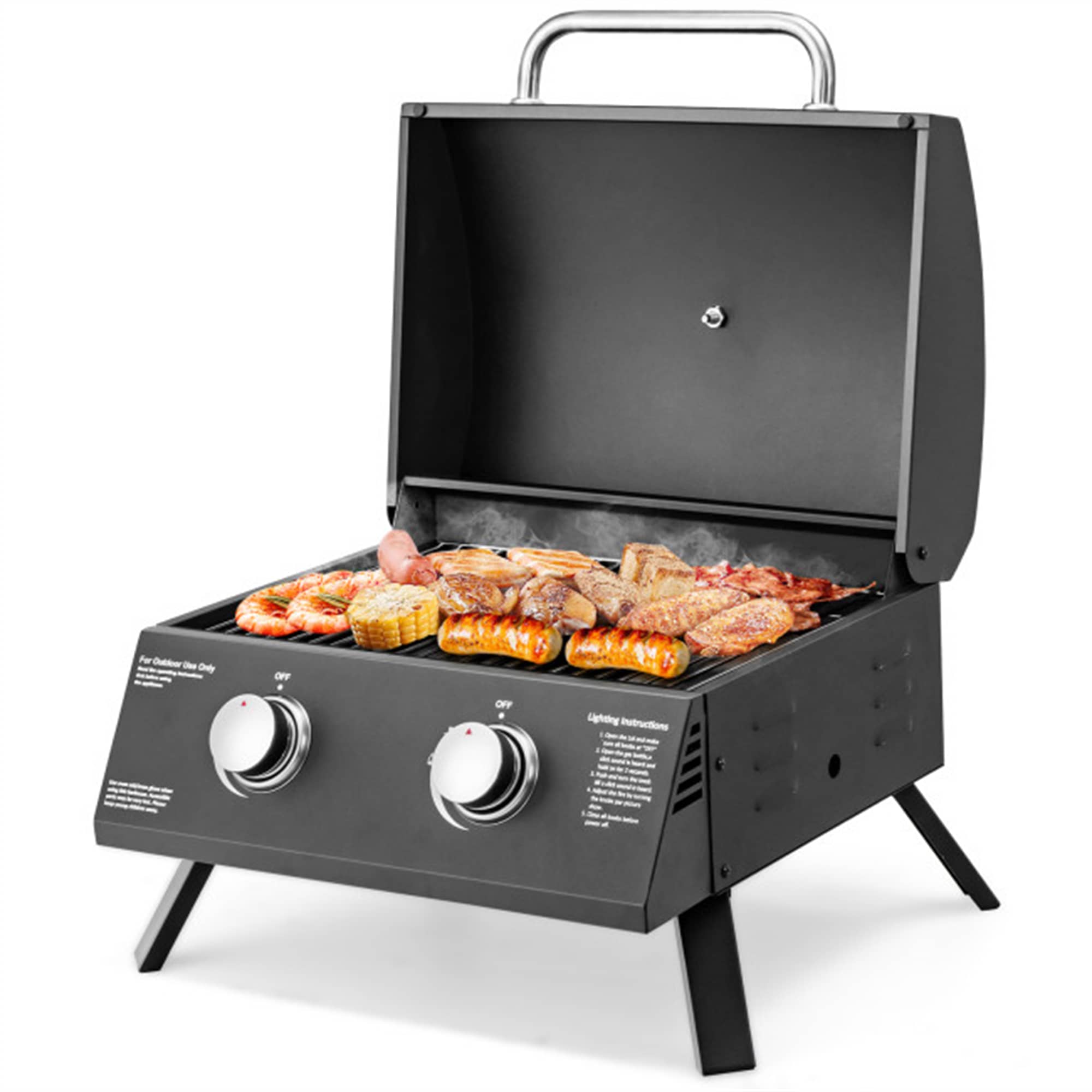 CASAINC 2-Burner Propane Gas Grill 20000 BTU Outdoor Portable with Thermometer