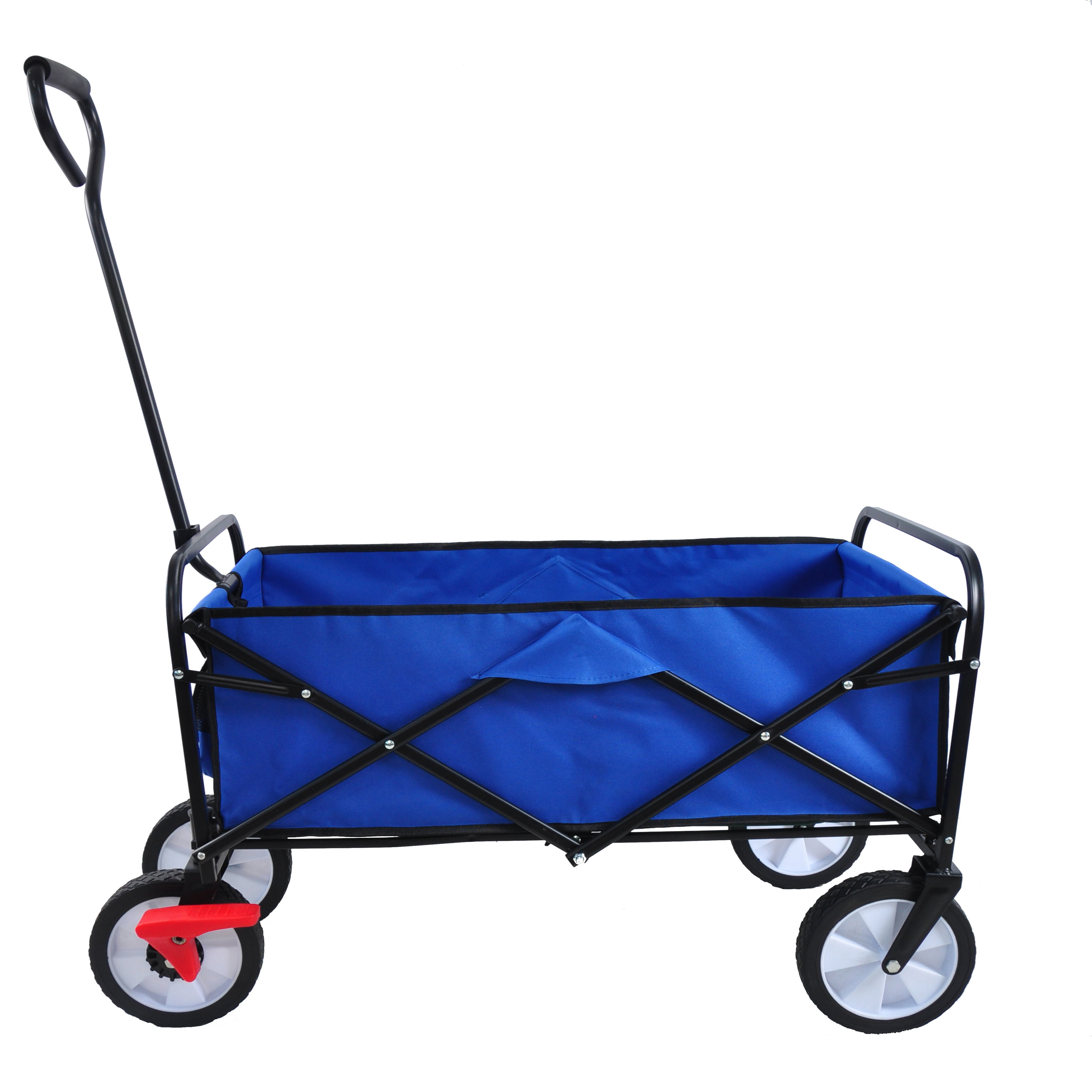 Folding Wagon Garden Shopping Beach Cart (Blue)-CASAINC