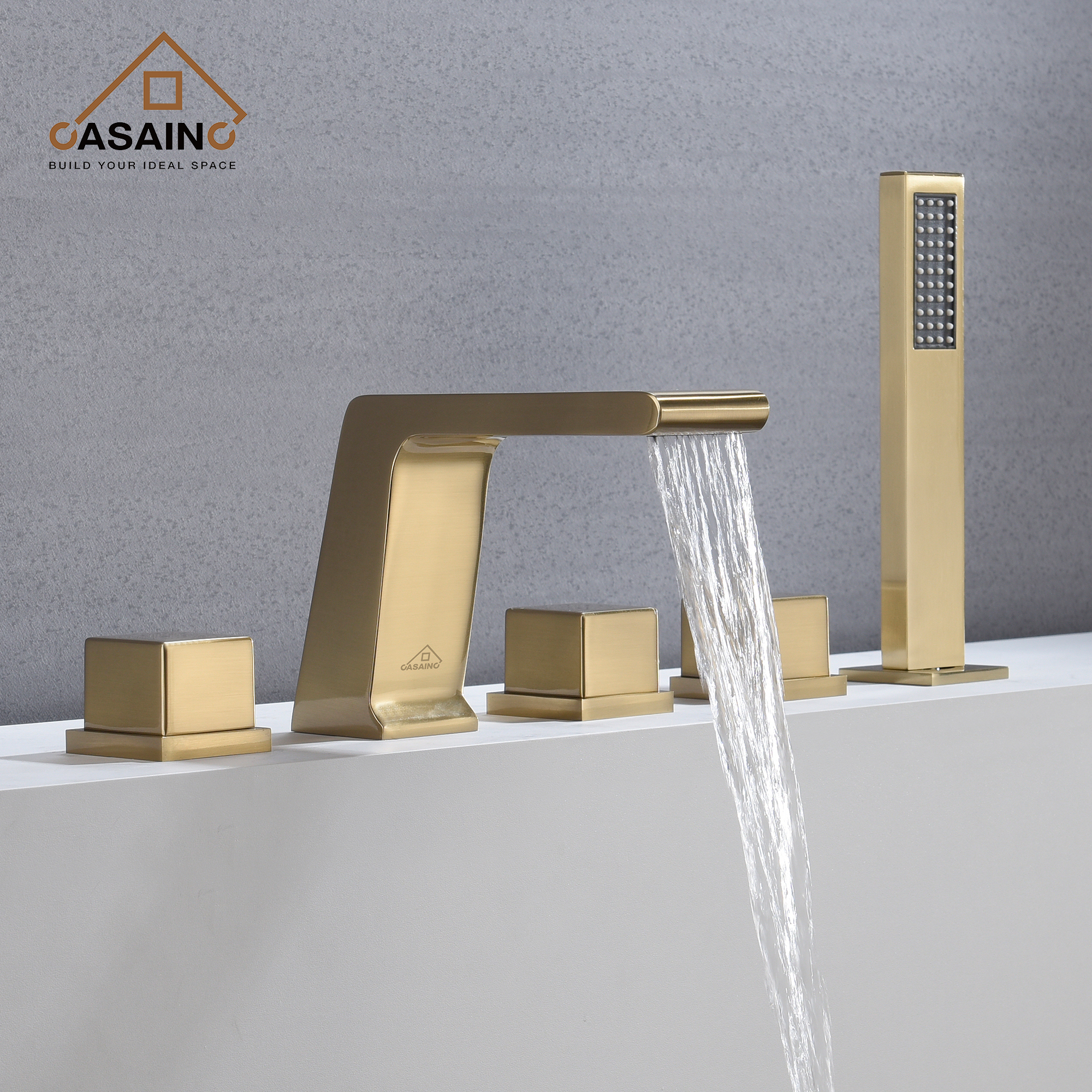 CASAINC Hot Sale 5 hole Bathtub Faucet With Handheld Shower Head,bathtub faucets,tub spout,shower faucet